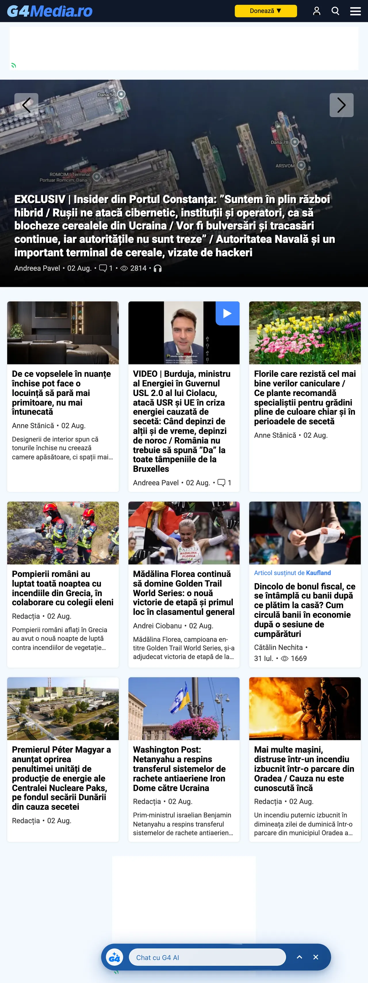 Screenshot of the G4Media front page