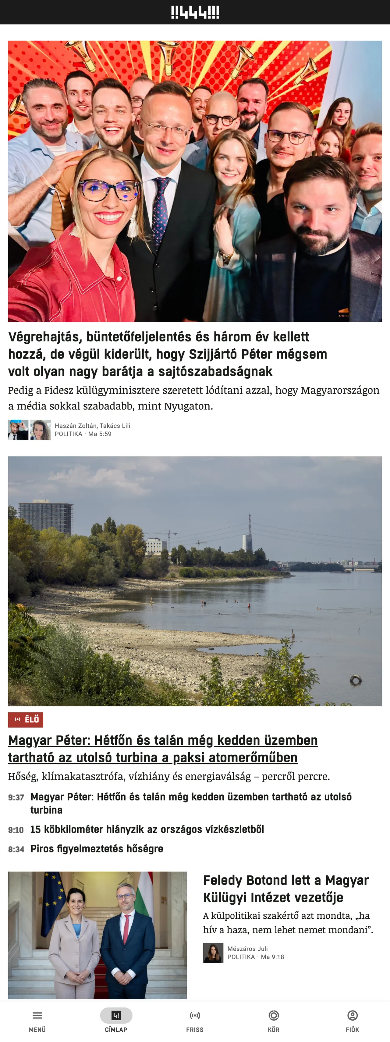 Screenshot of the 444 front page
