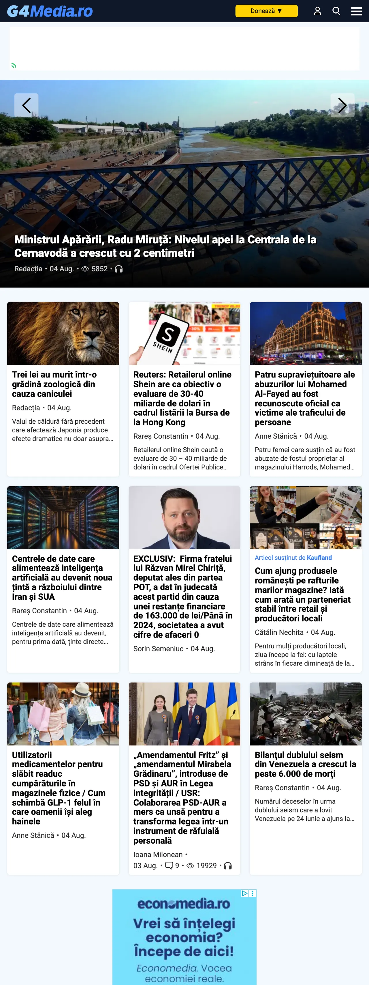 Screenshot of the G4Media front page