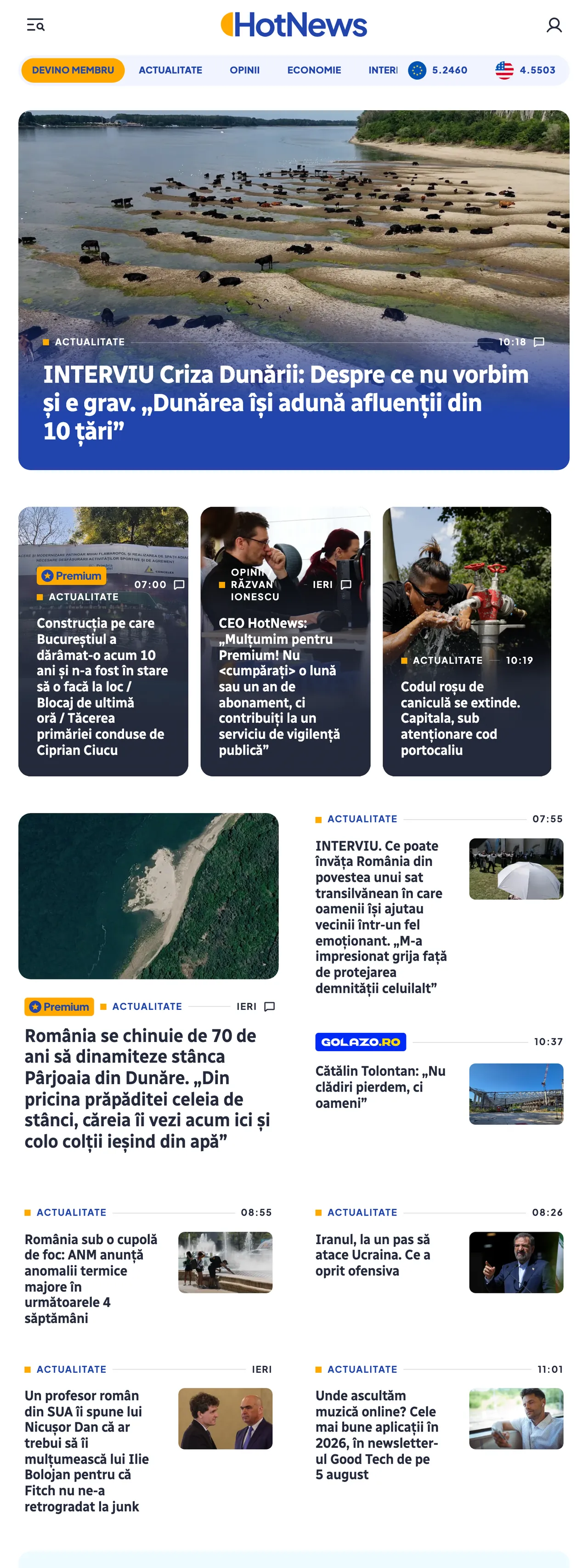 Screenshot of the HotNews.ro front page