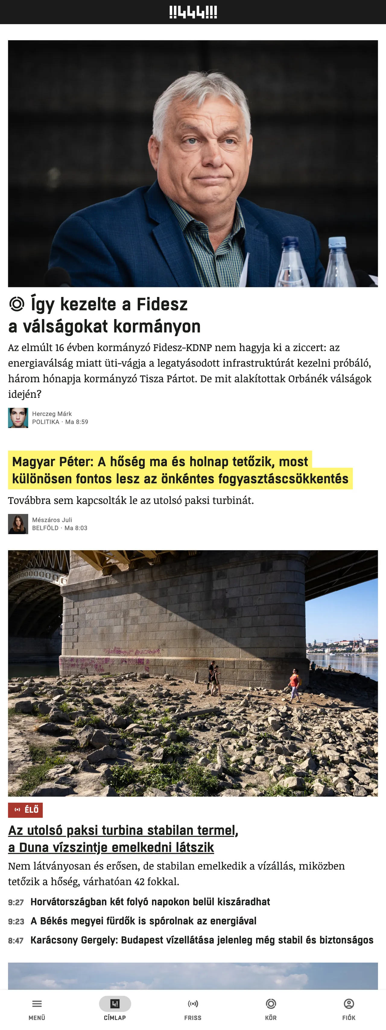 Screenshot of the 444 front page