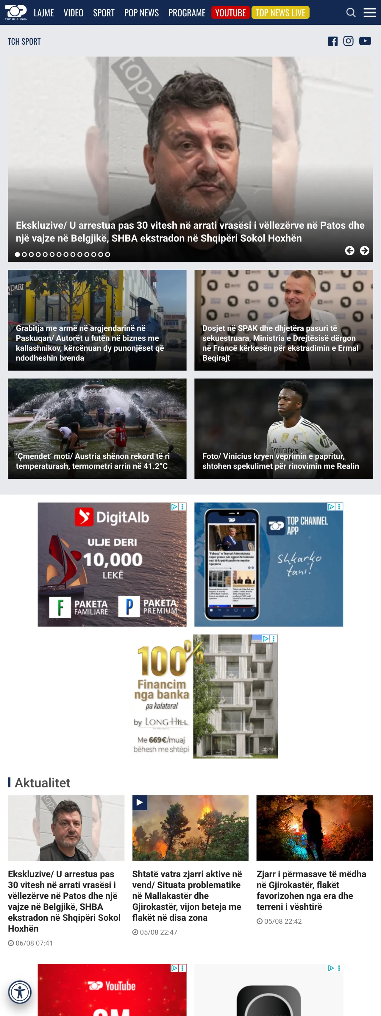 Screenshot of the Top Channel front page