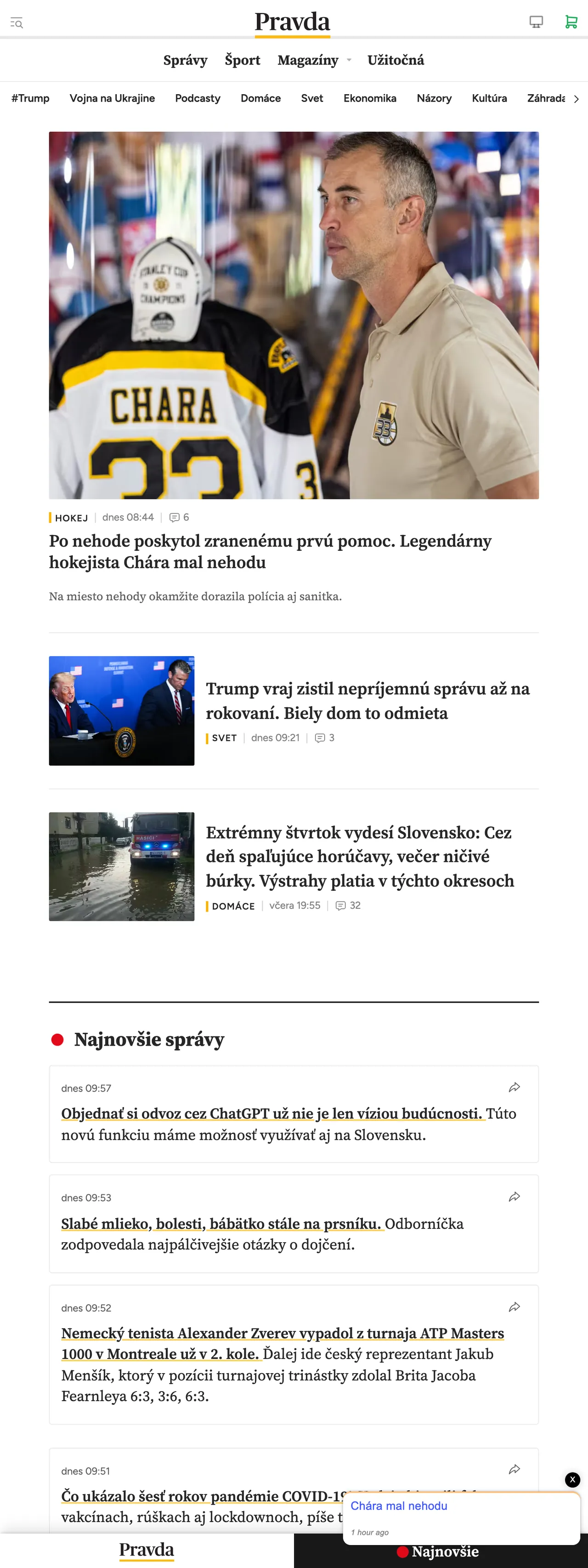 Screenshot of the Pravda front page