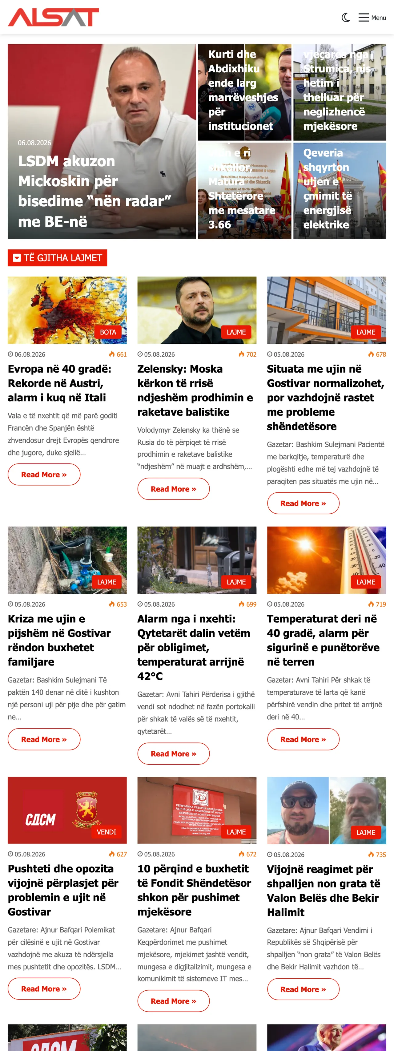 Screenshot of the ALSAT front page