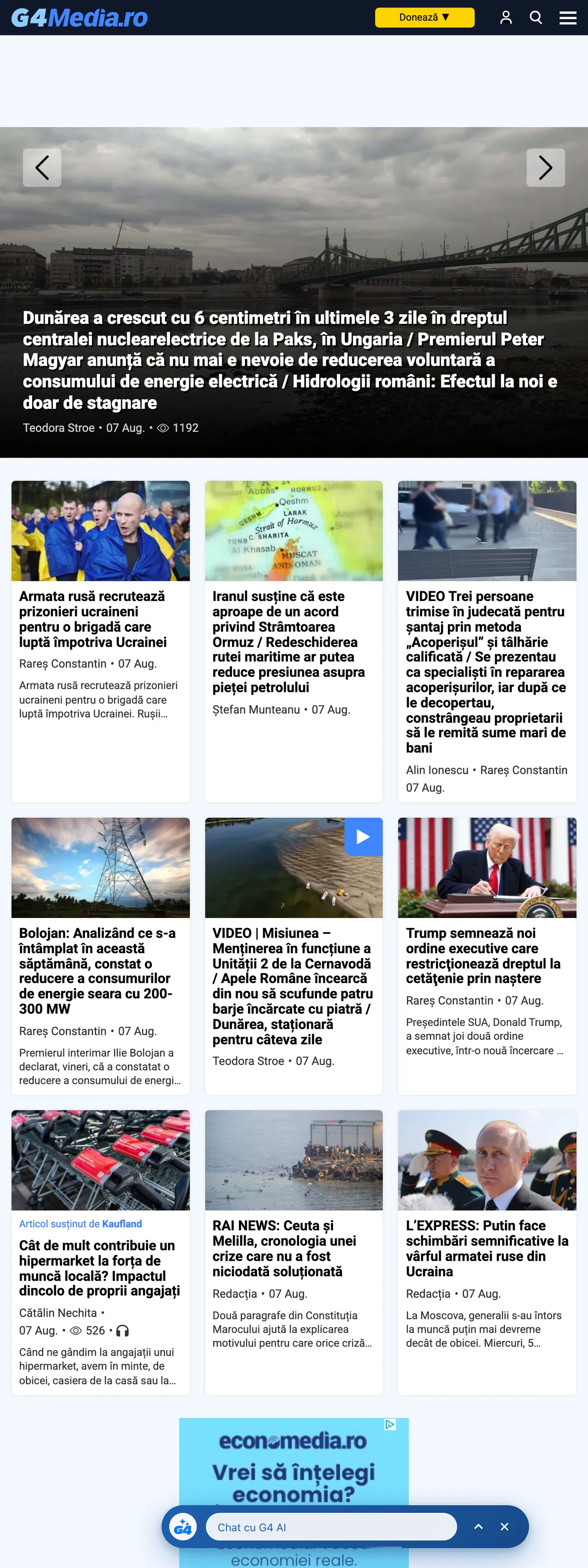 Screenshot of the G4Media front page
