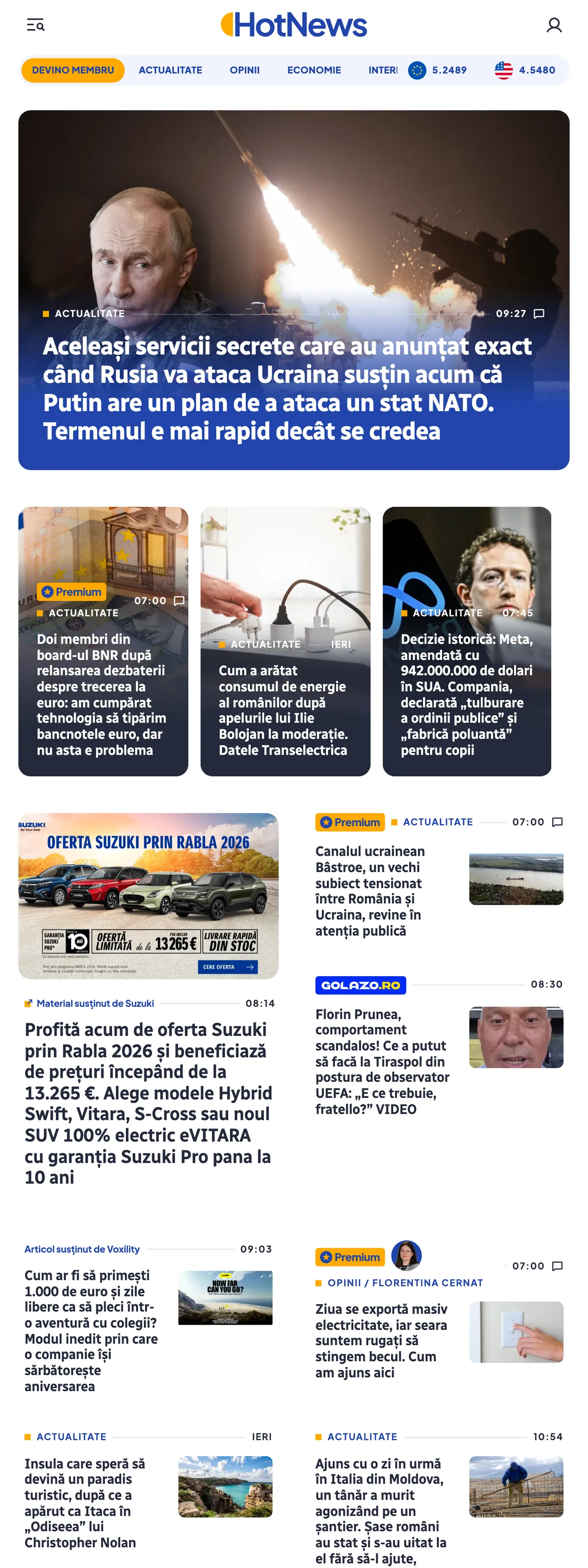 Screenshot of the HotNews.ro front page