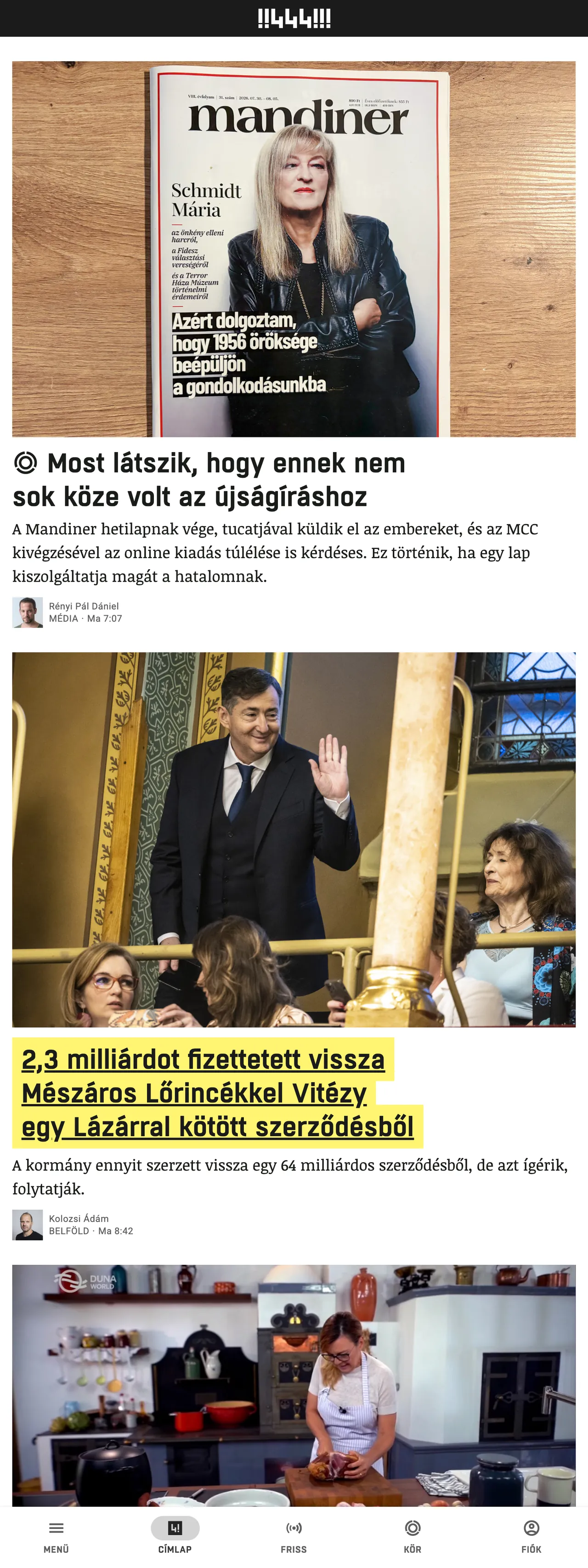 Screenshot of the 444 front page