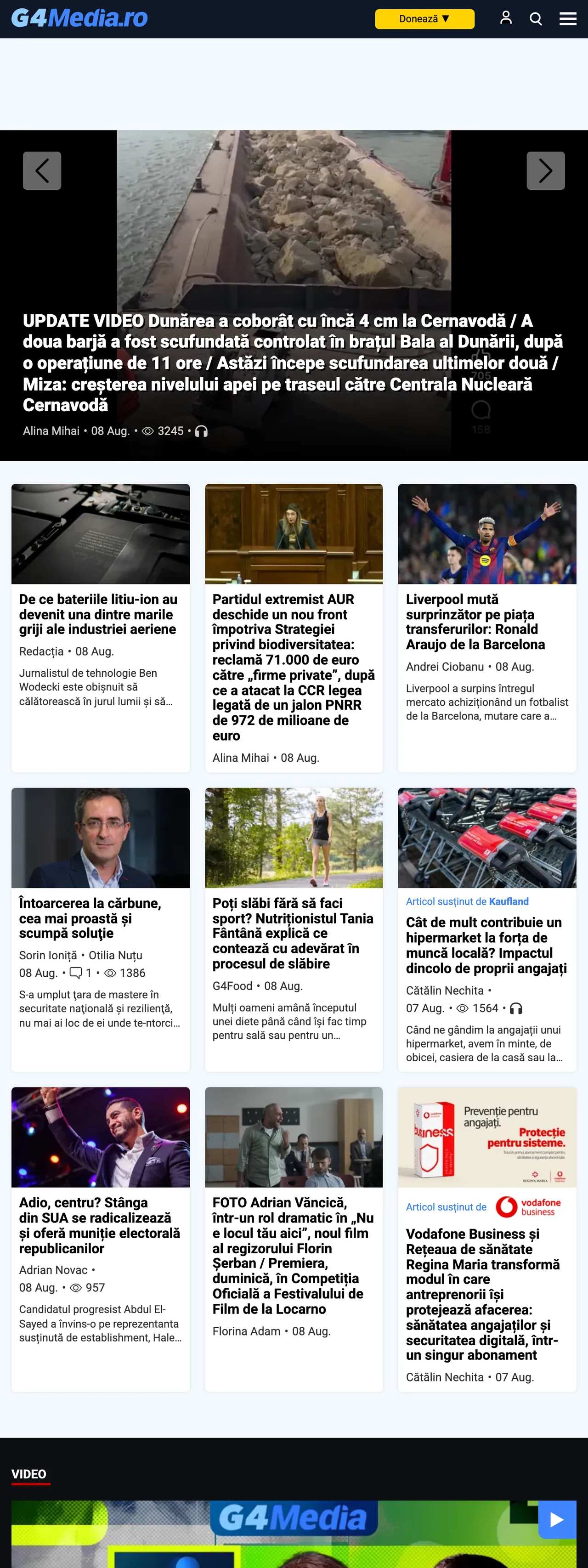 Screenshot of the G4Media front page