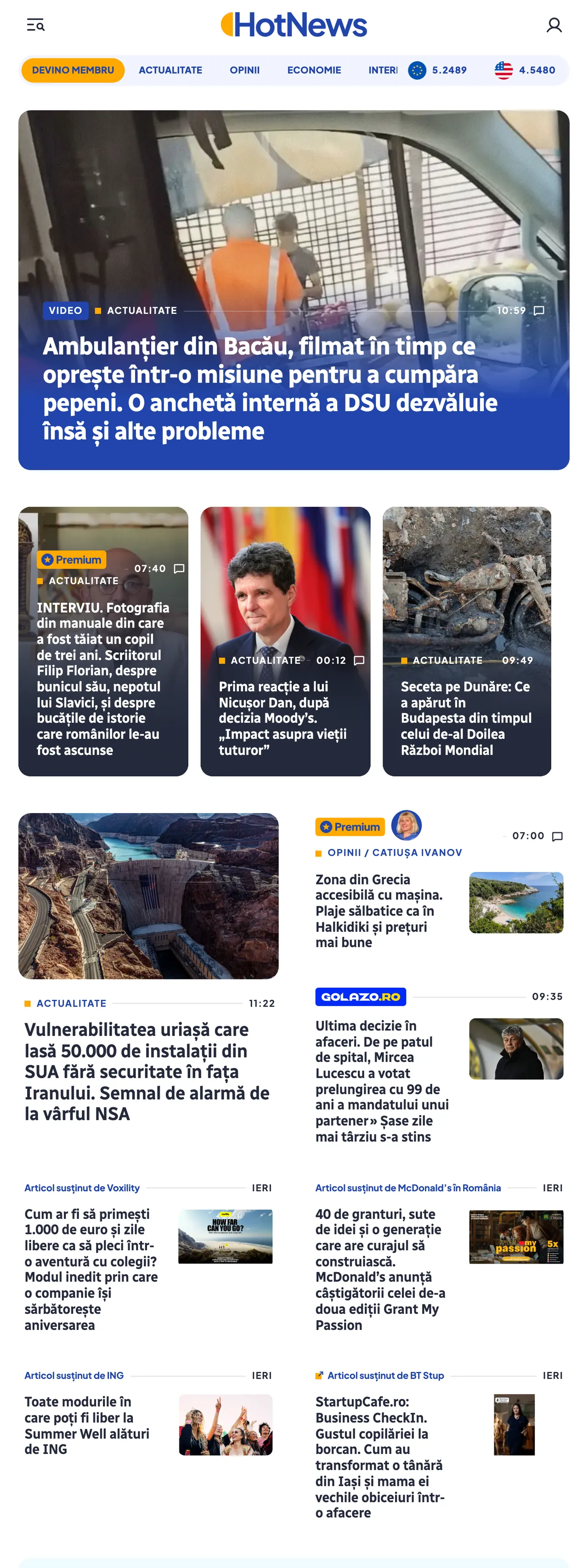 Screenshot of the HotNews.ro front page