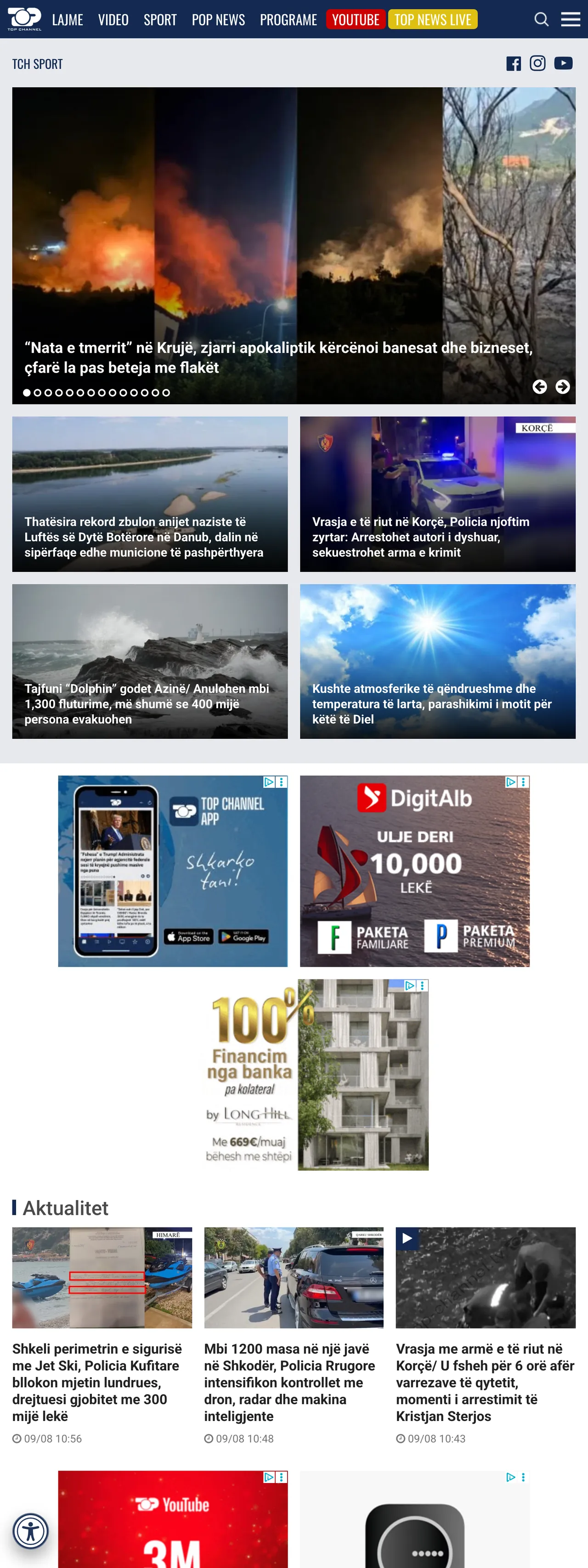 Screenshot of the Top Channel front page
