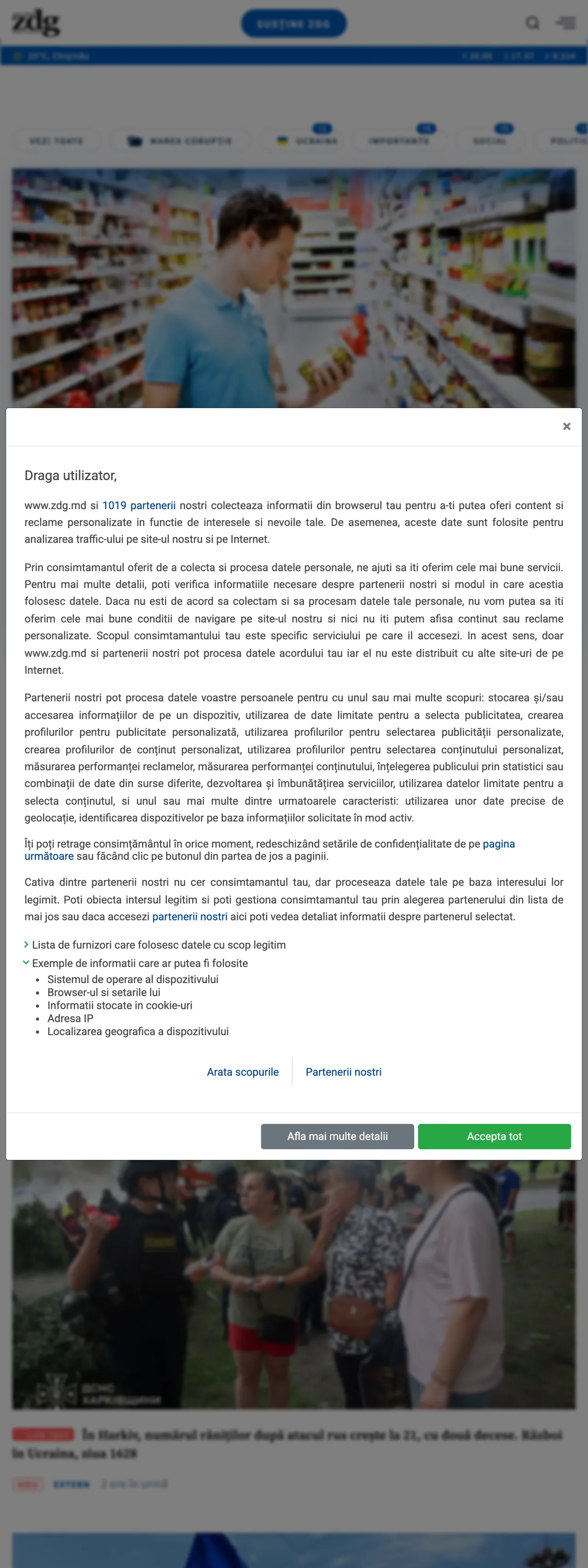 Screenshot of the Ziarul de Gardă front page