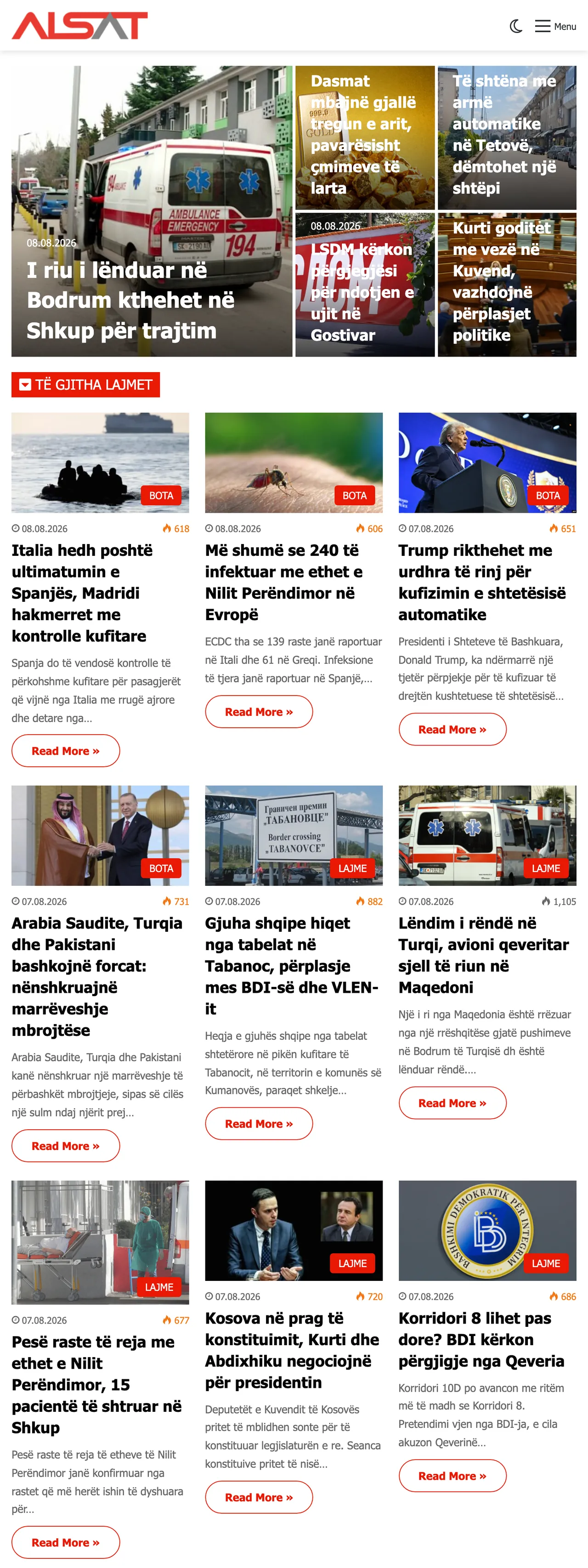 Screenshot of the ALSAT front page