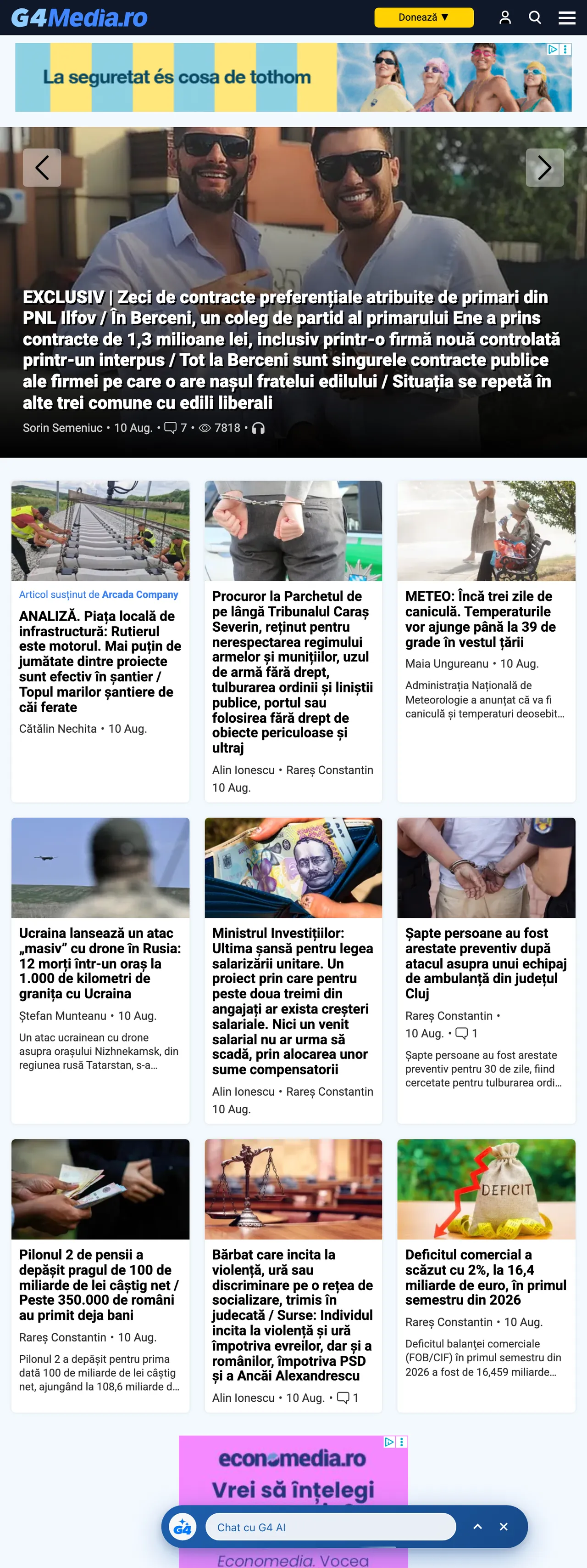 Screenshot of the G4Media front page