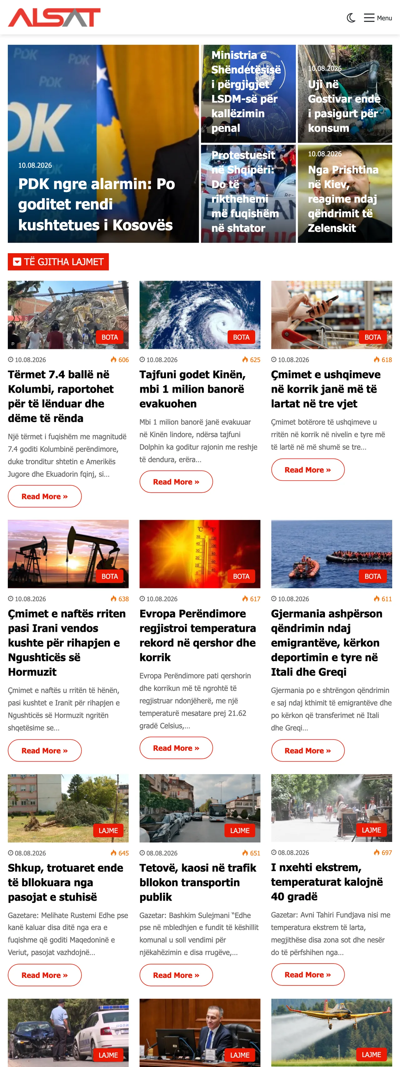 Screenshot of the ALSAT front page