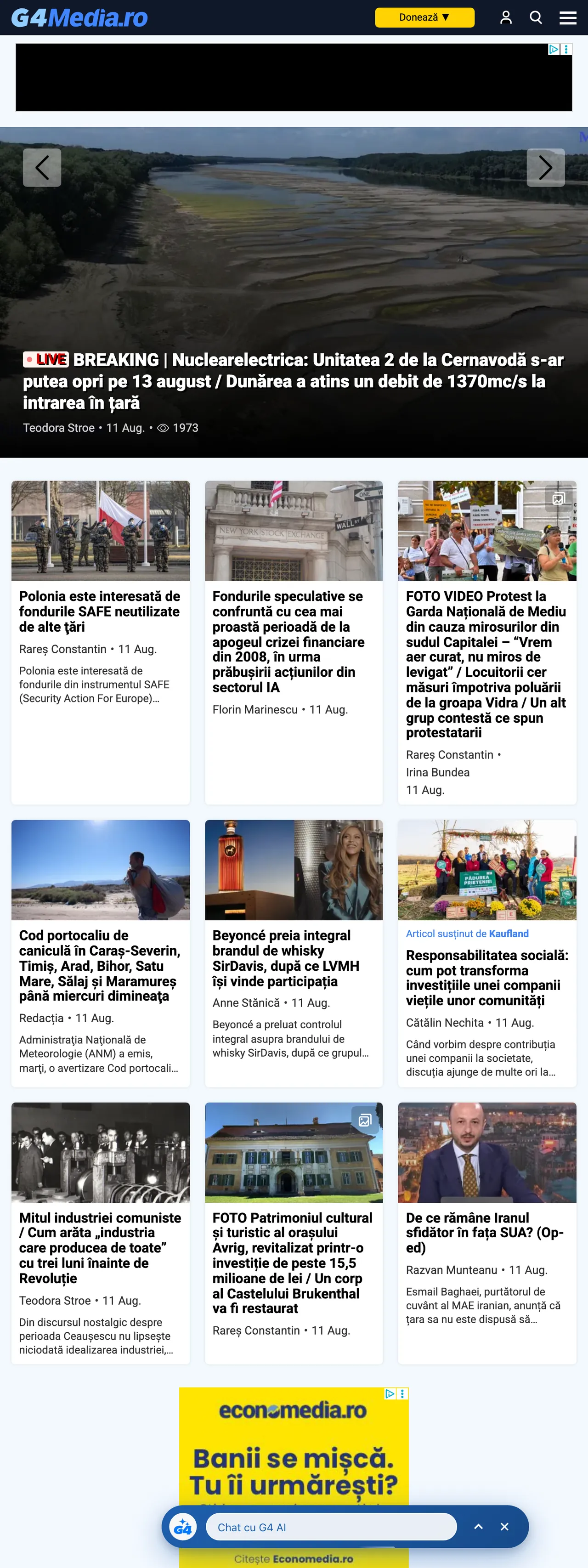 Screenshot of the G4Media front page