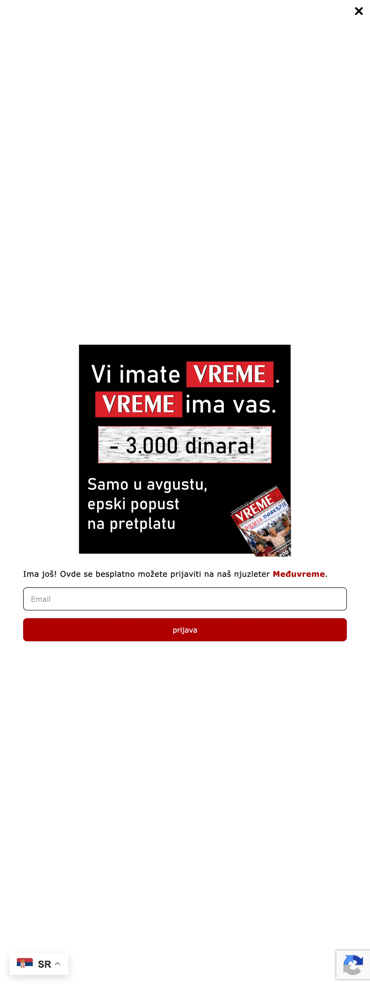 Screenshot of the Vreme front page