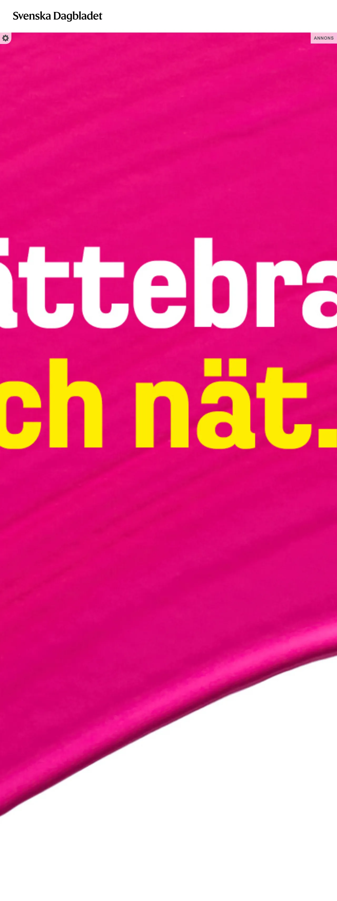 Screenshot of the Svenska Dagbladet front page