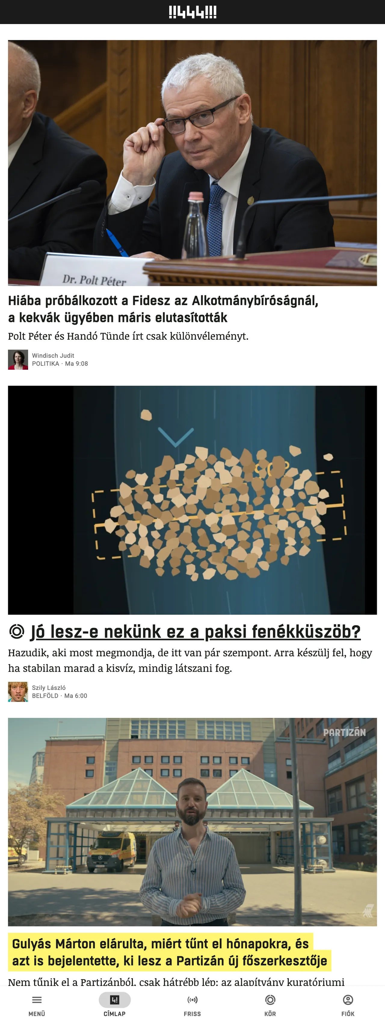 Screenshot of the 444 front page