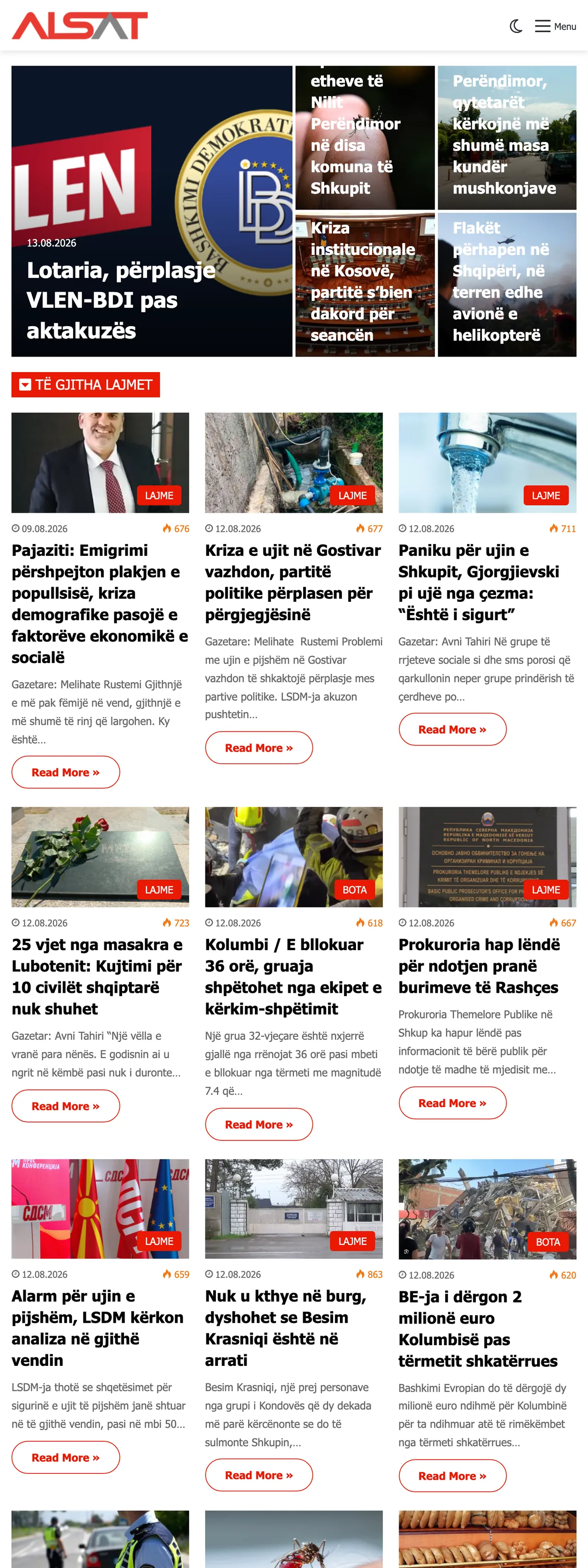 Screenshot of the ALSAT front page