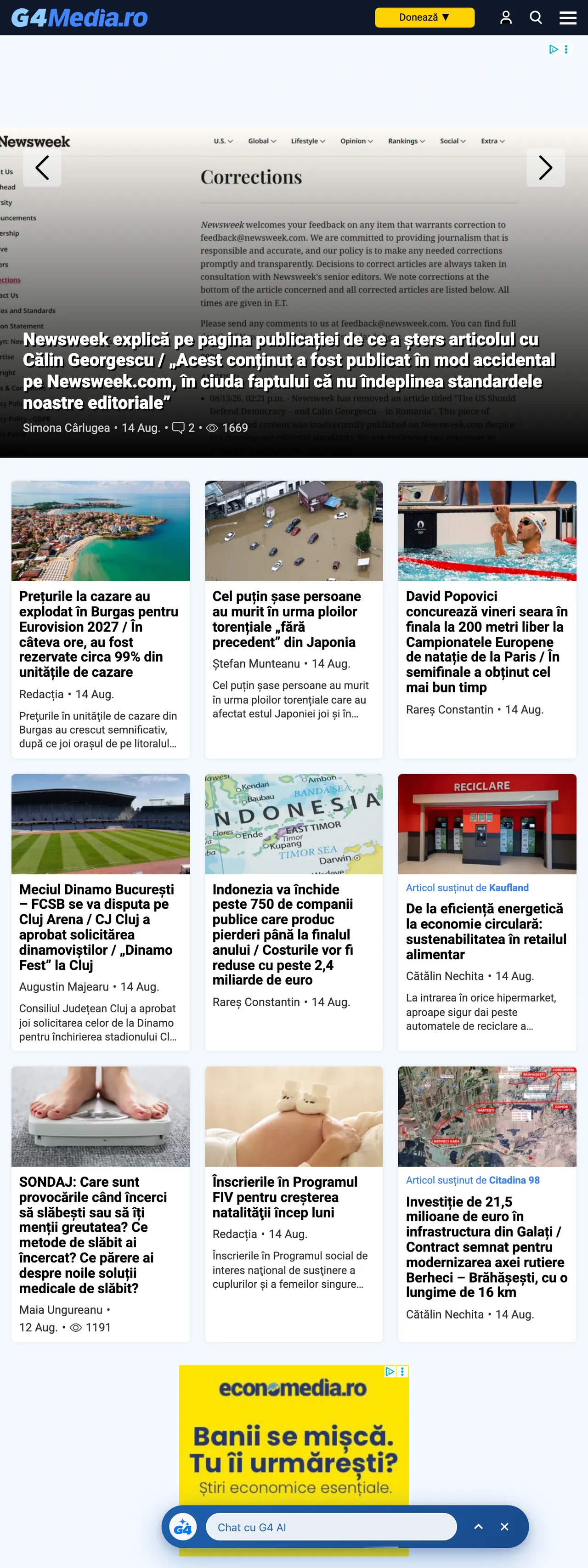 Screenshot of the G4Media front page