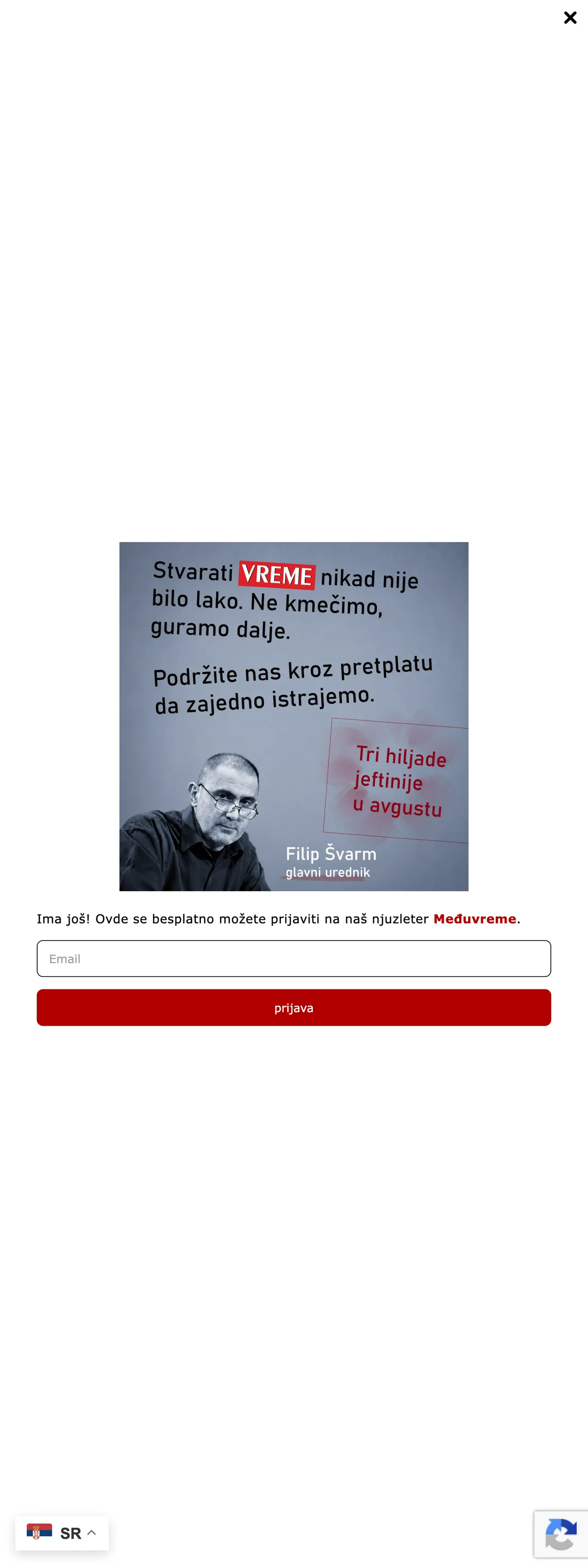 Screenshot of the Vreme front page