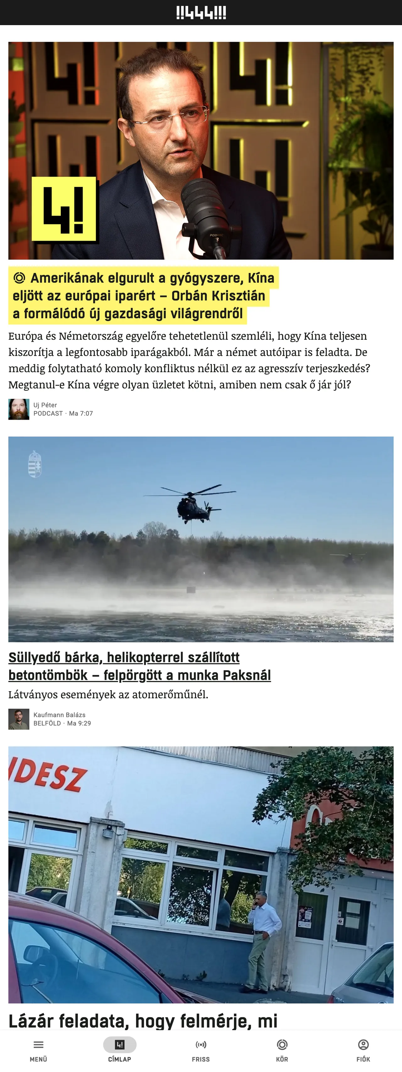 Screenshot of the 444 front page