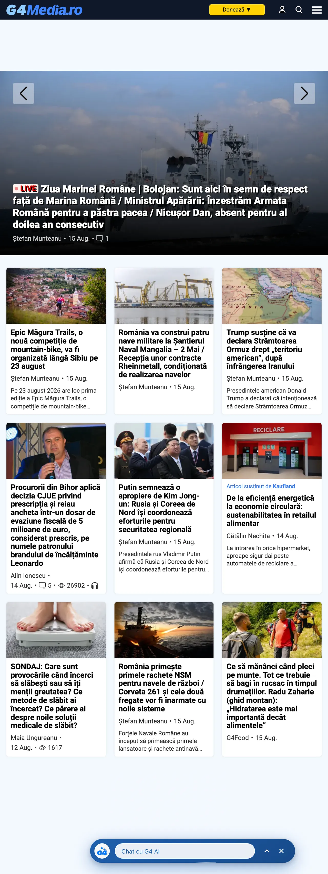 Screenshot of the G4Media front page