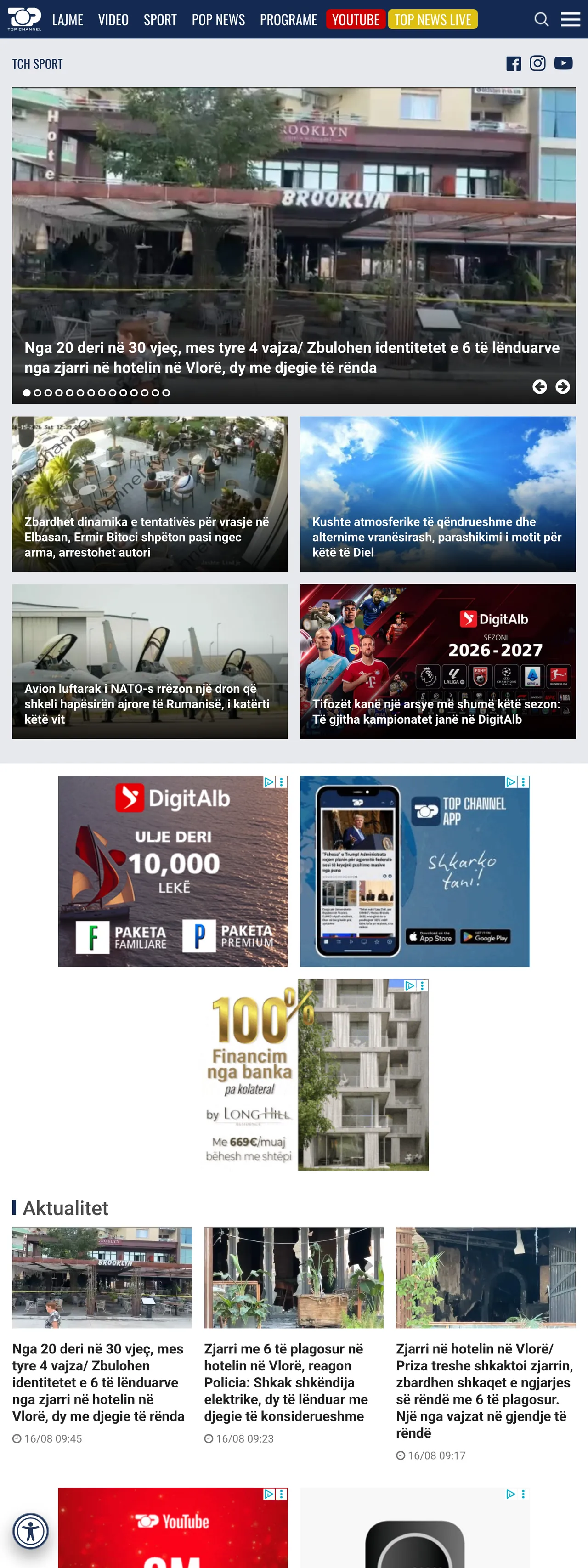 Screenshot of the Top Channel front page