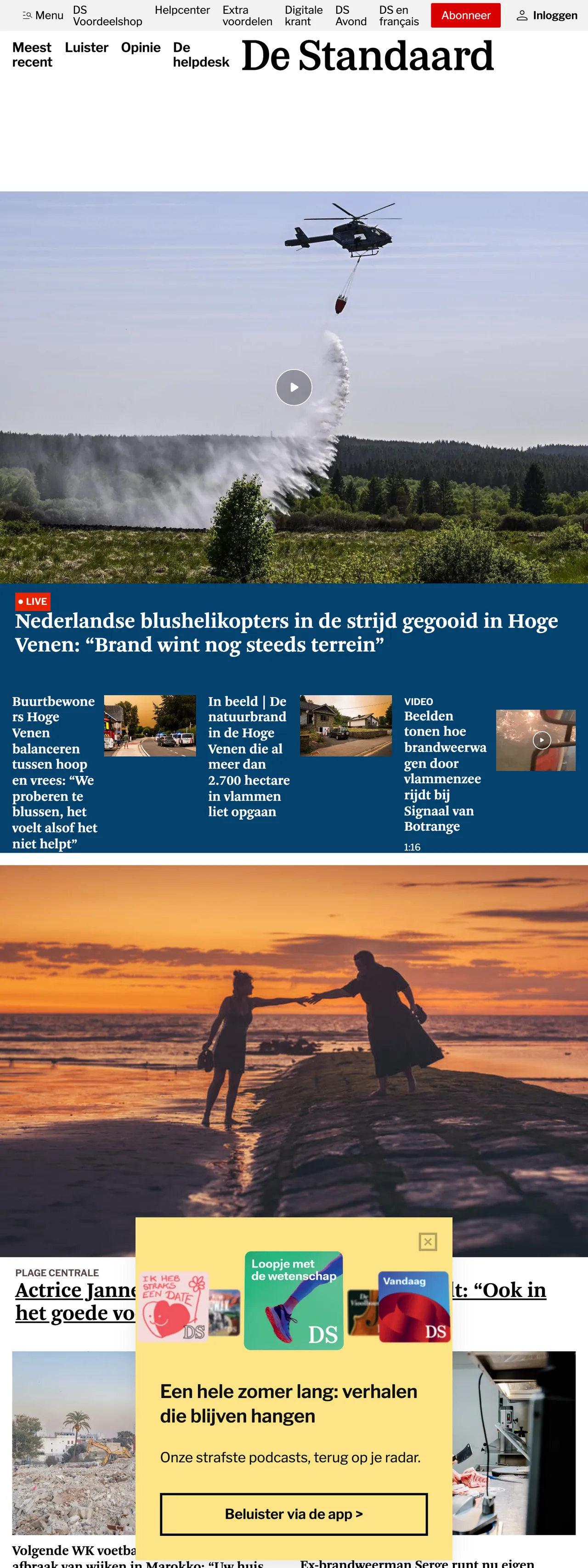 Screenshot of the De Standaard front page