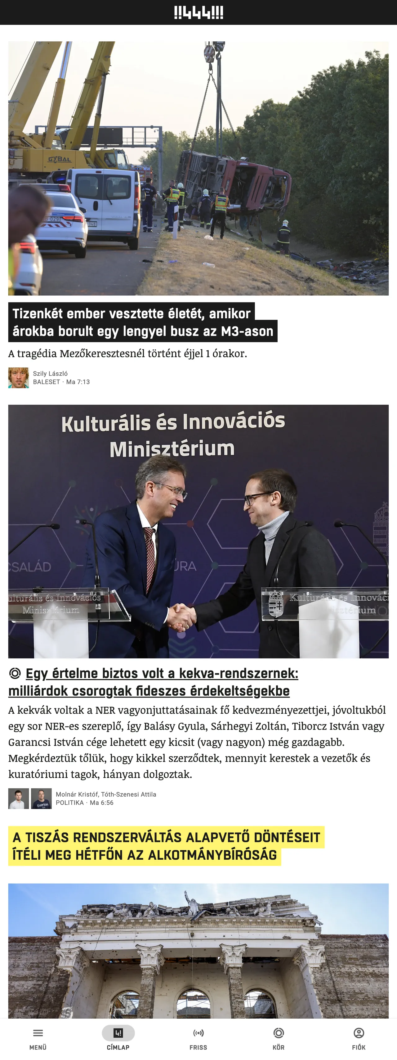 Screenshot of the 444 front page