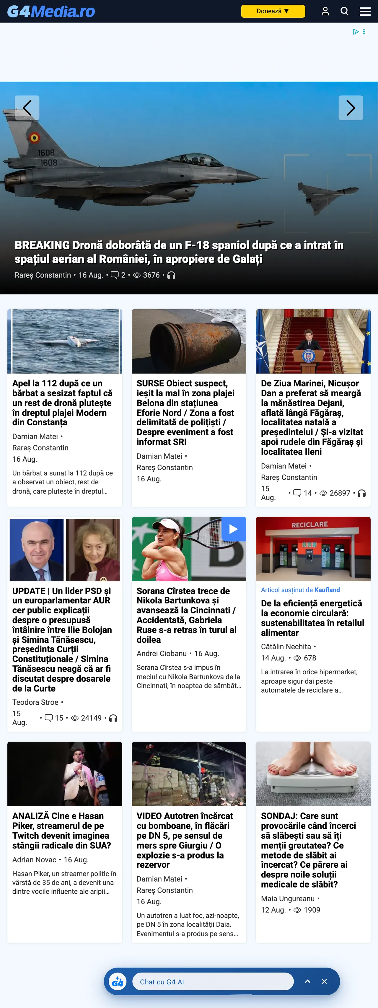Screenshot of the G4Media front page