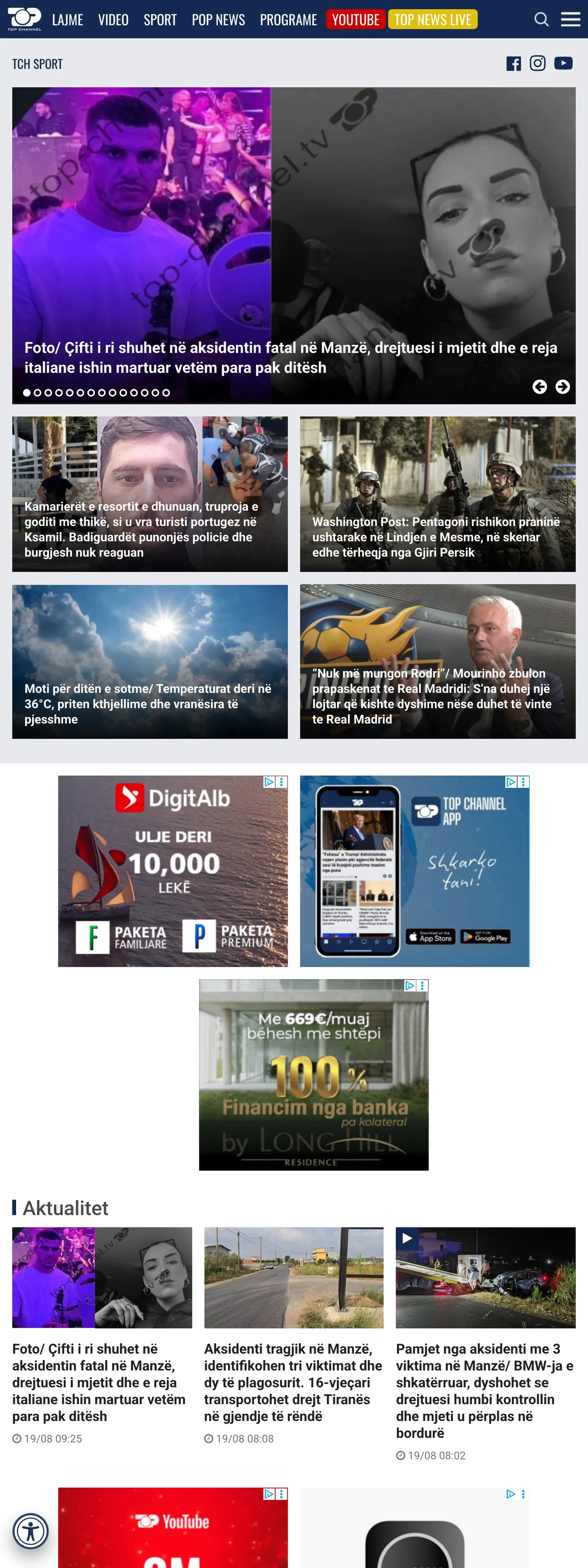 Screenshot of the Top Channel front page