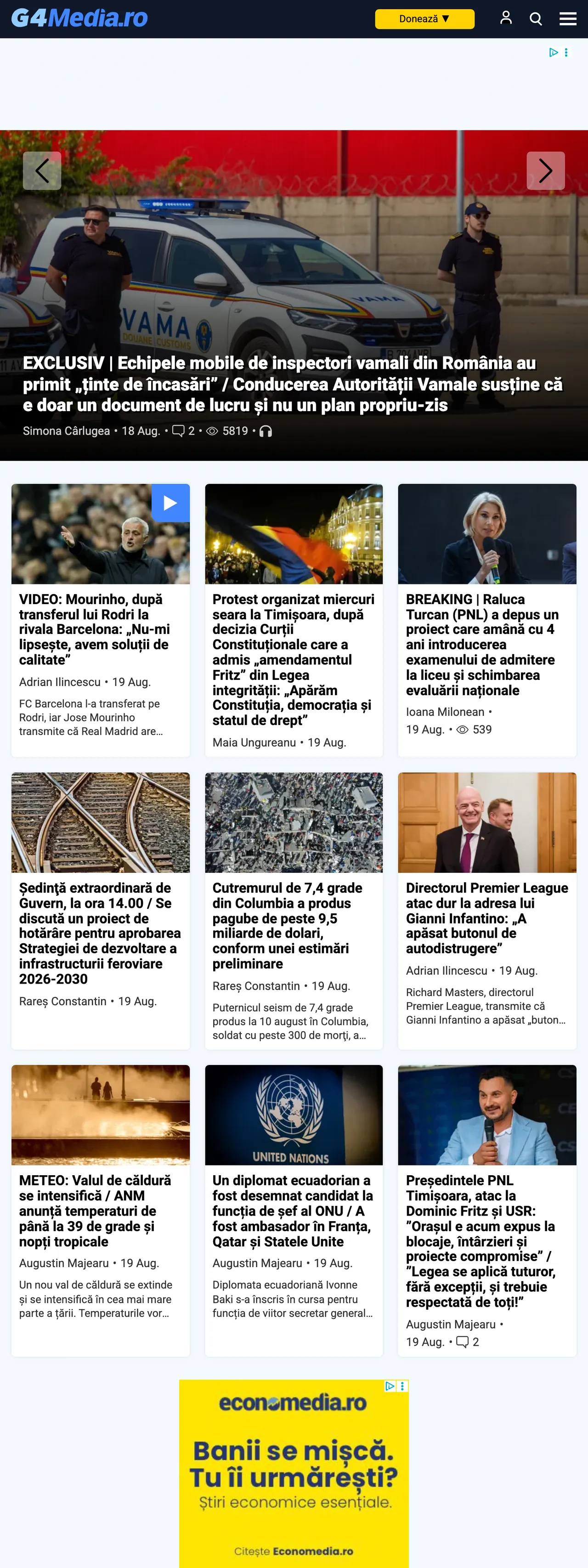Screenshot of the G4Media front page