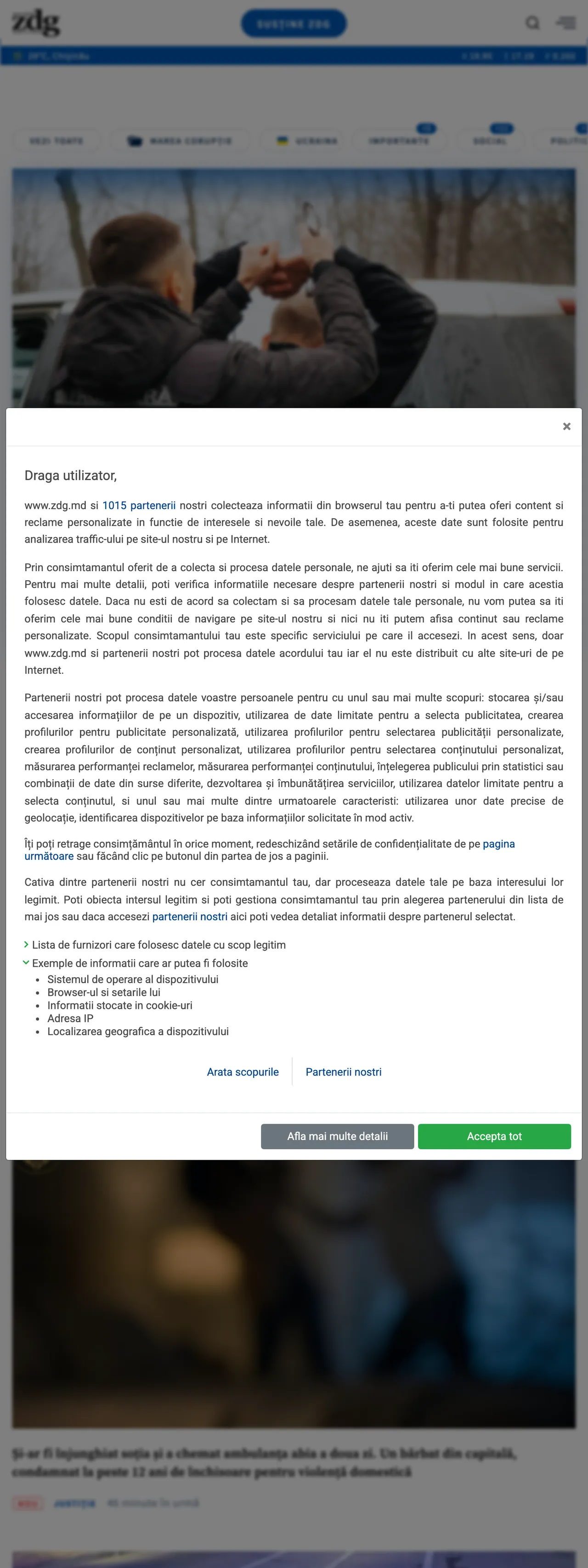Screenshot of the Ziarul de Gardă front page