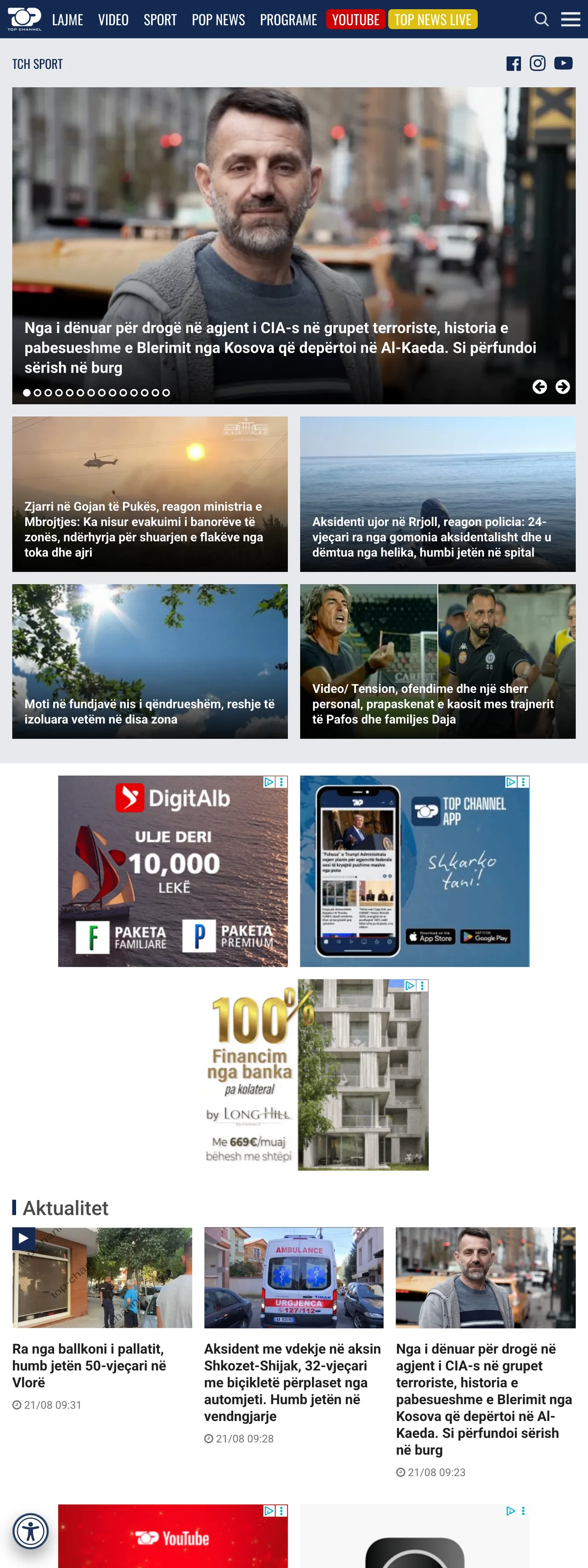 Screenshot of the Top Channel front page