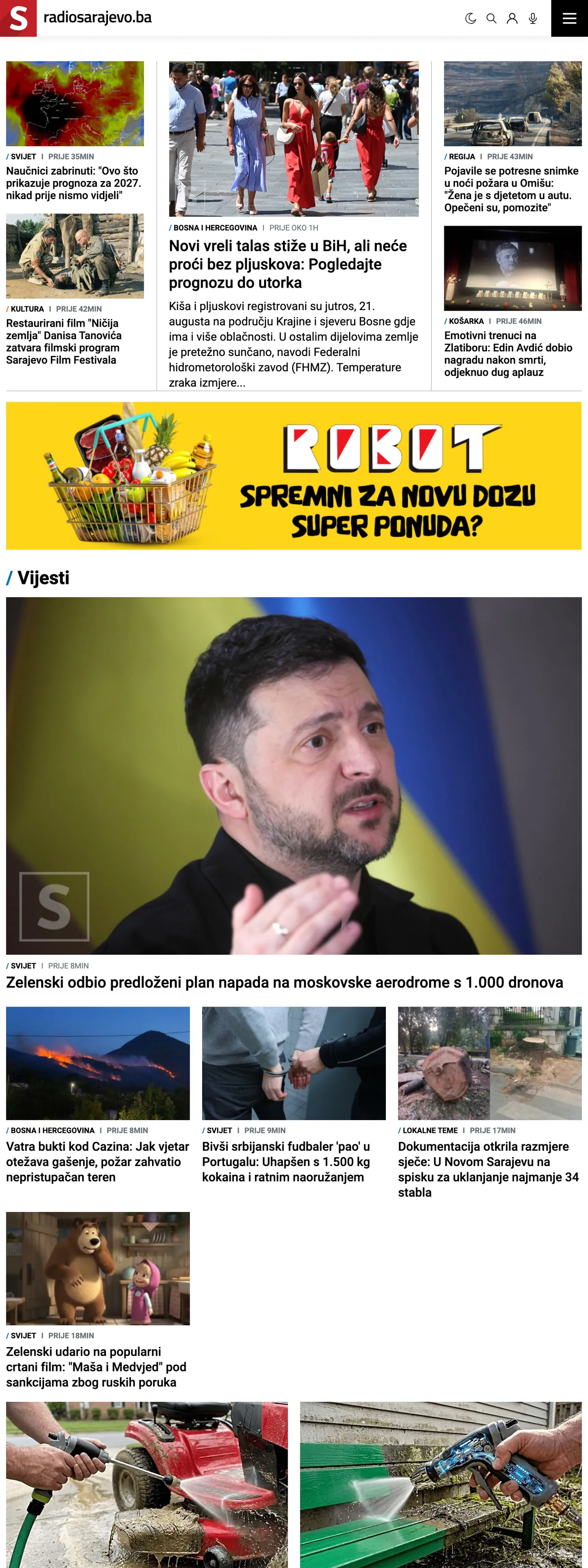 Screenshot of the Radio Sarajevo front page
