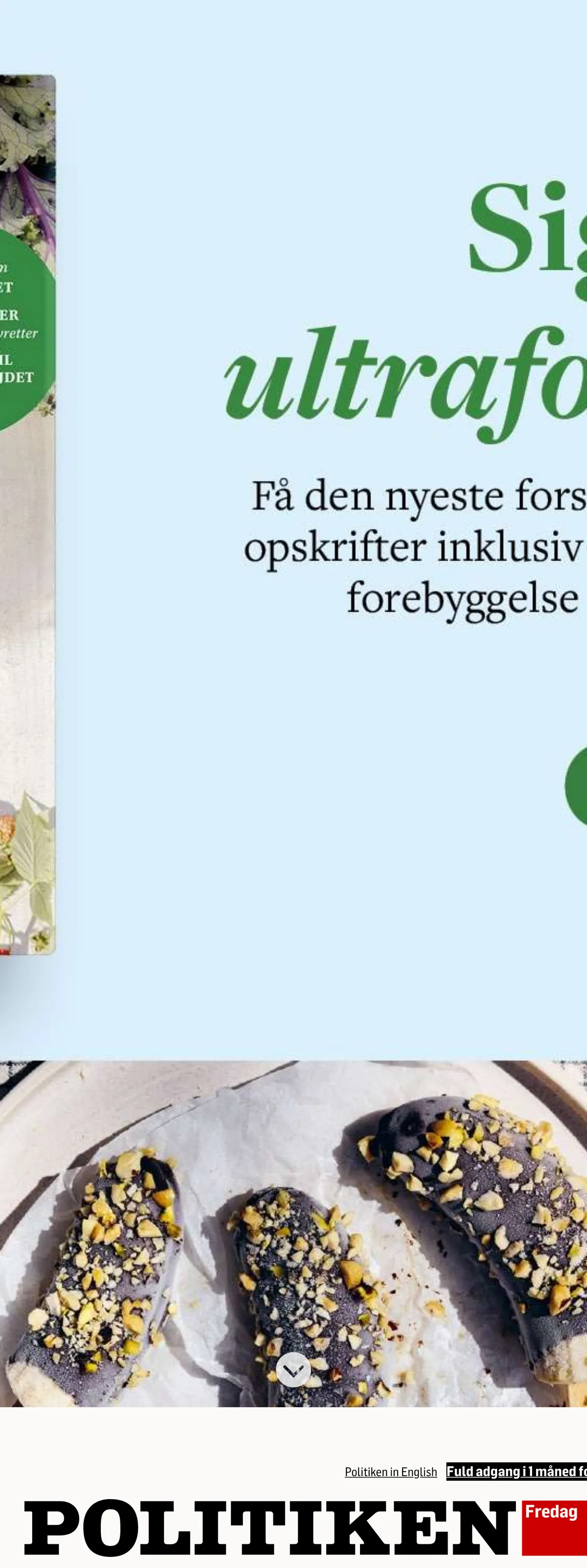 Screenshot of the Politiken front page