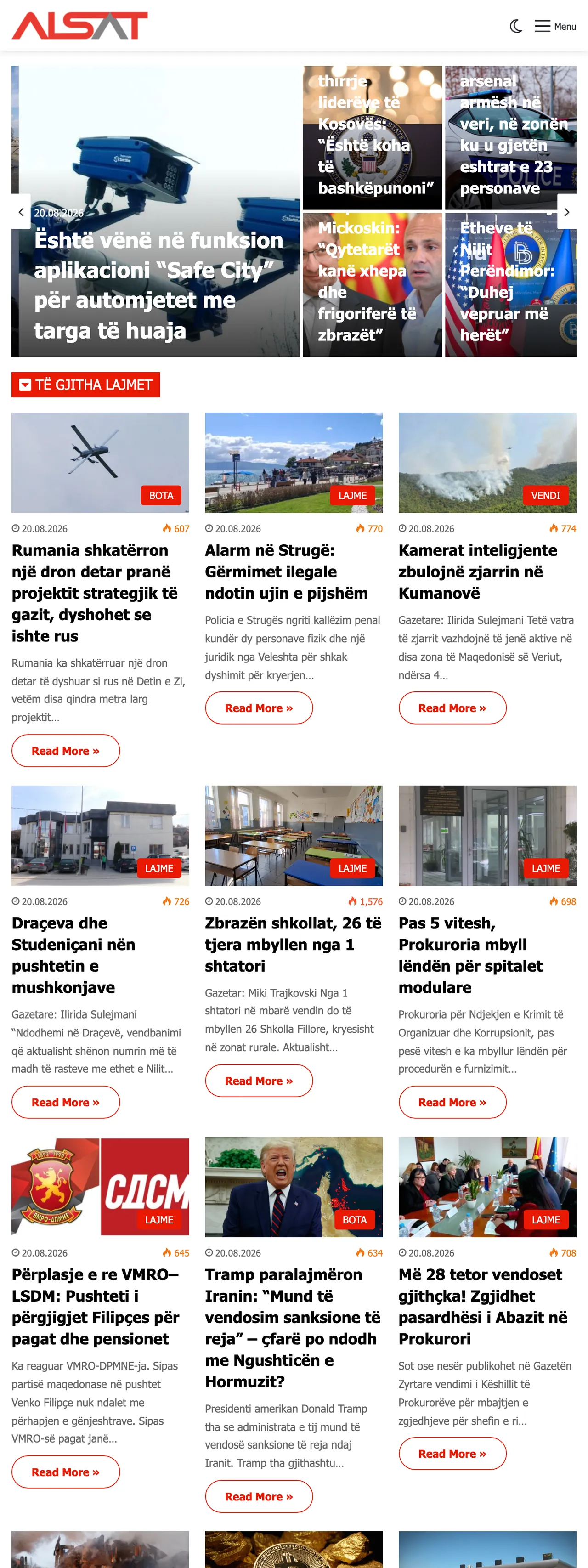 Screenshot of the ALSAT front page