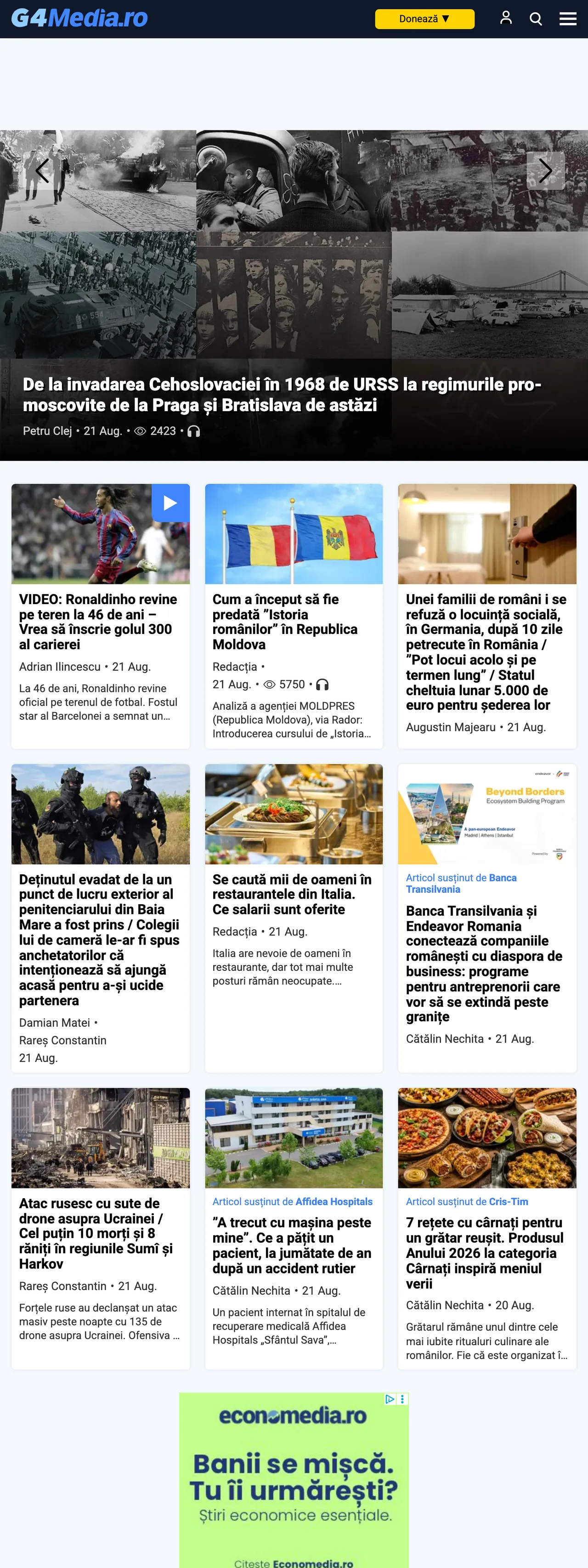 Screenshot of the G4Media front page