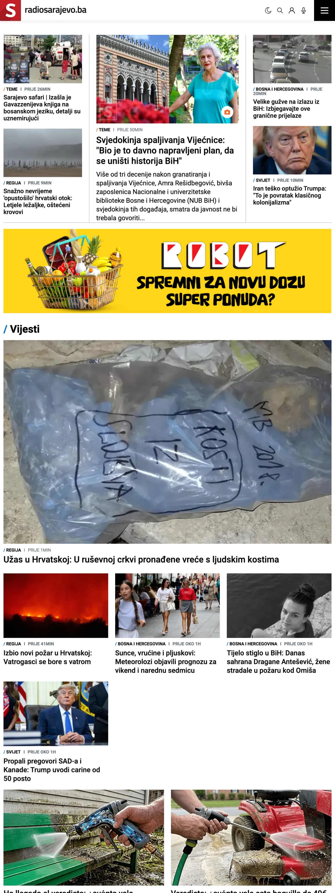 Screenshot of the Radio Sarajevo front page