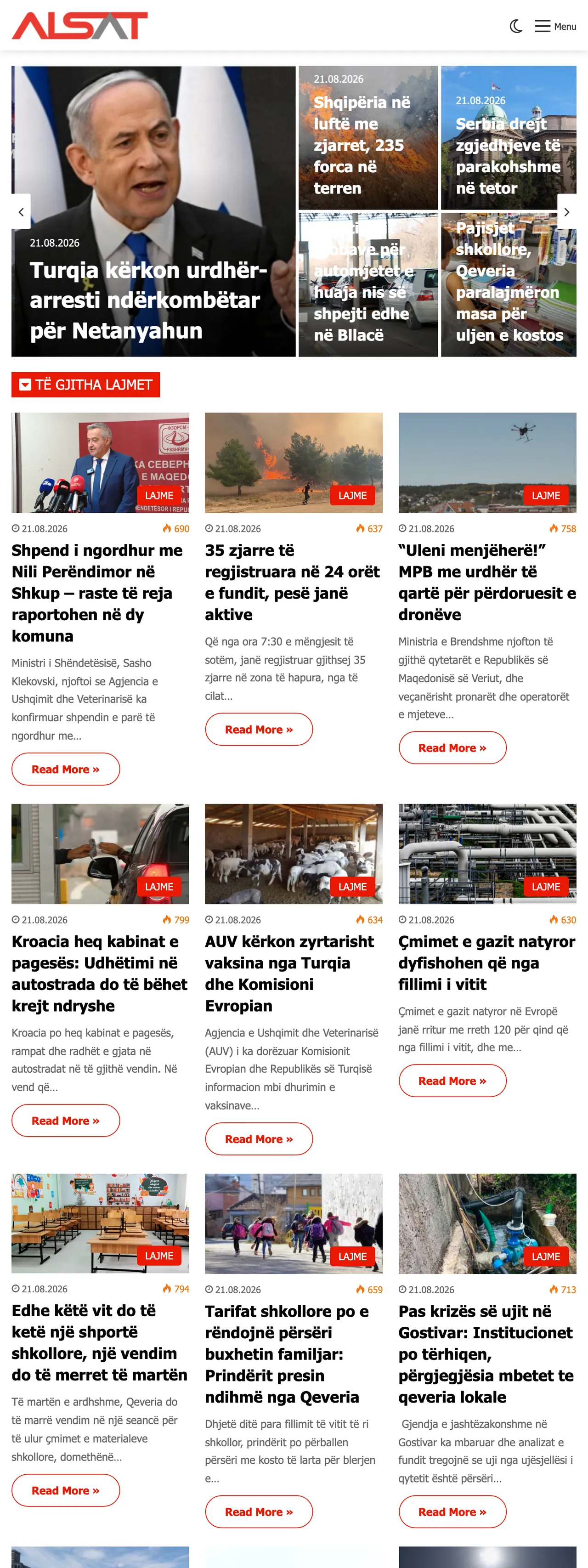 Screenshot of the ALSAT front page