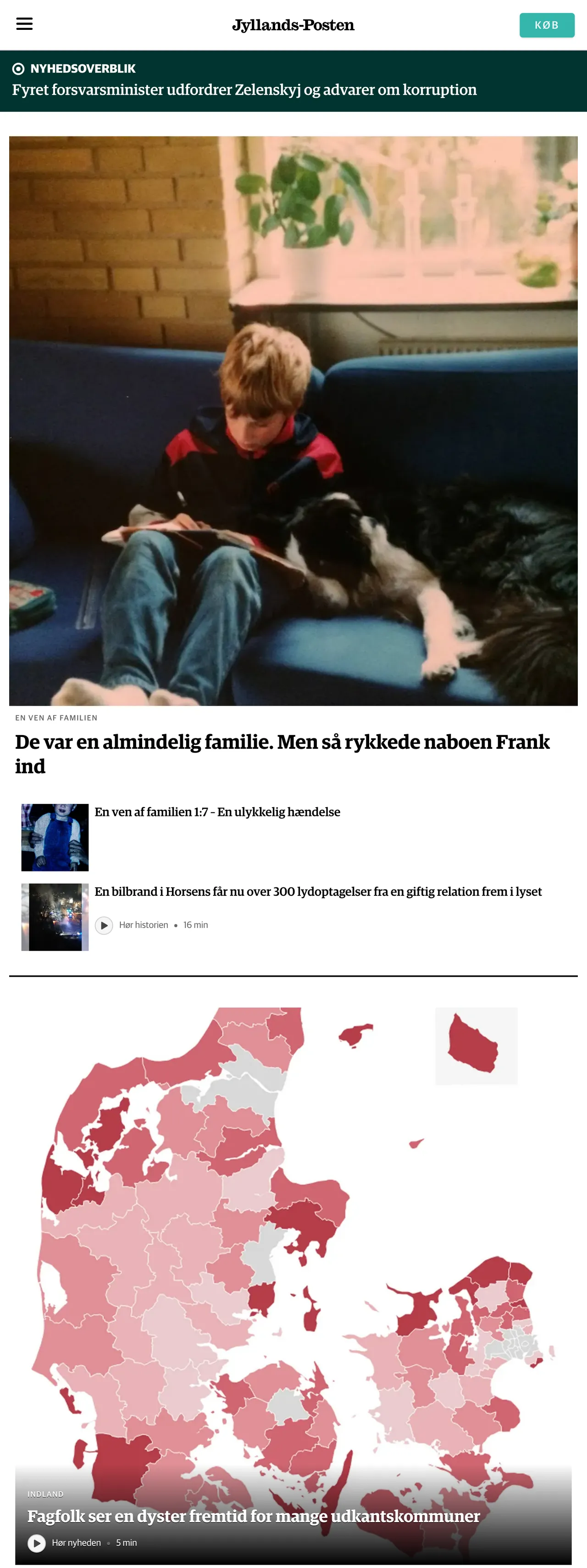 Screenshot of the Jyllands-Posten front page
