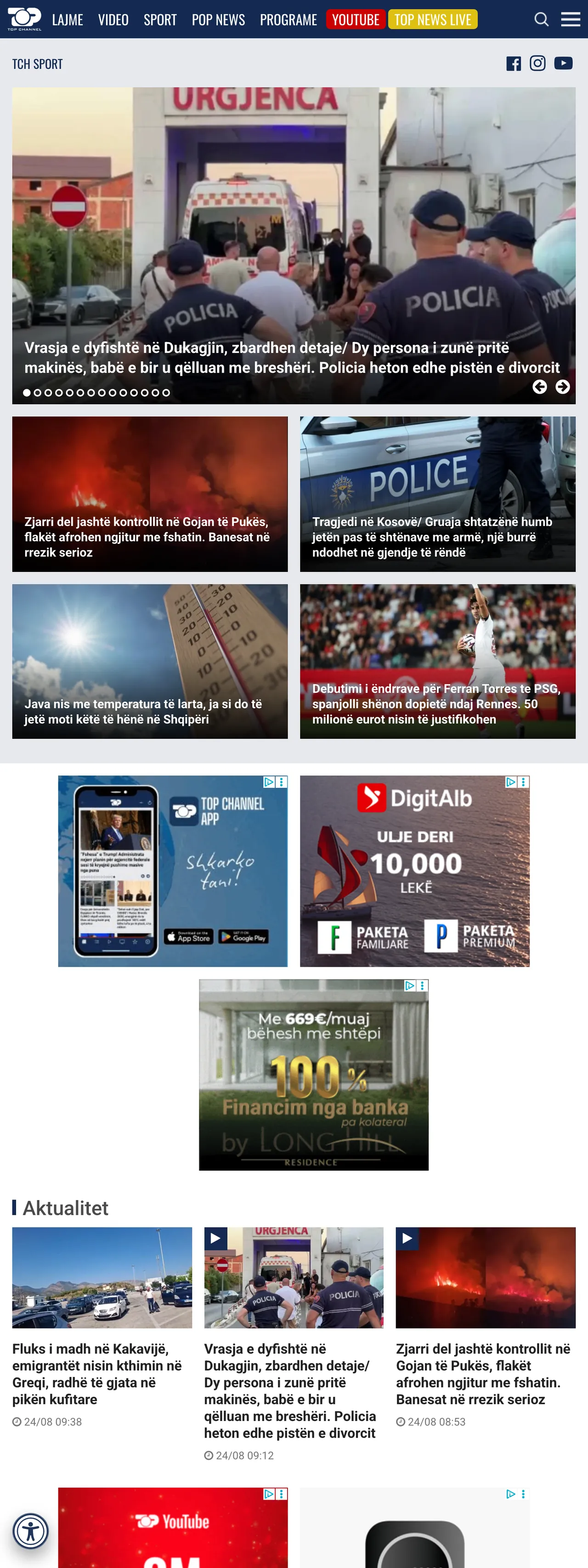 Screenshot of the Top Channel front page