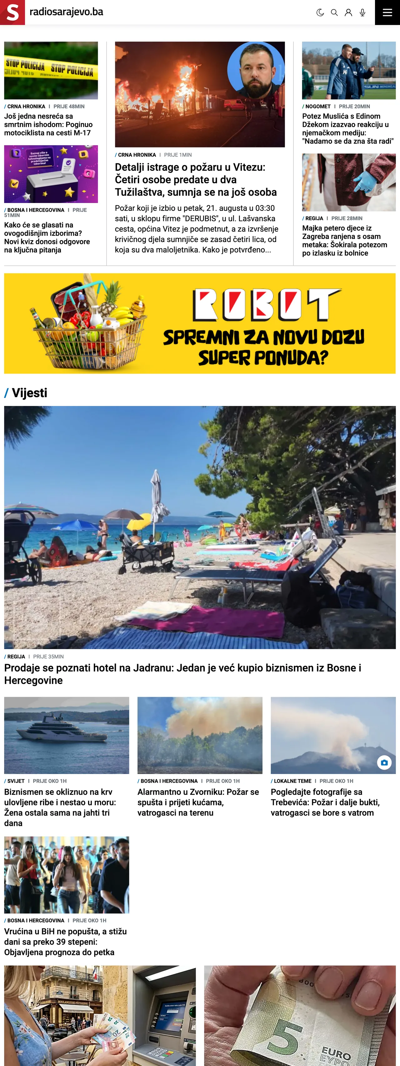 Screenshot of the Radio Sarajevo front page