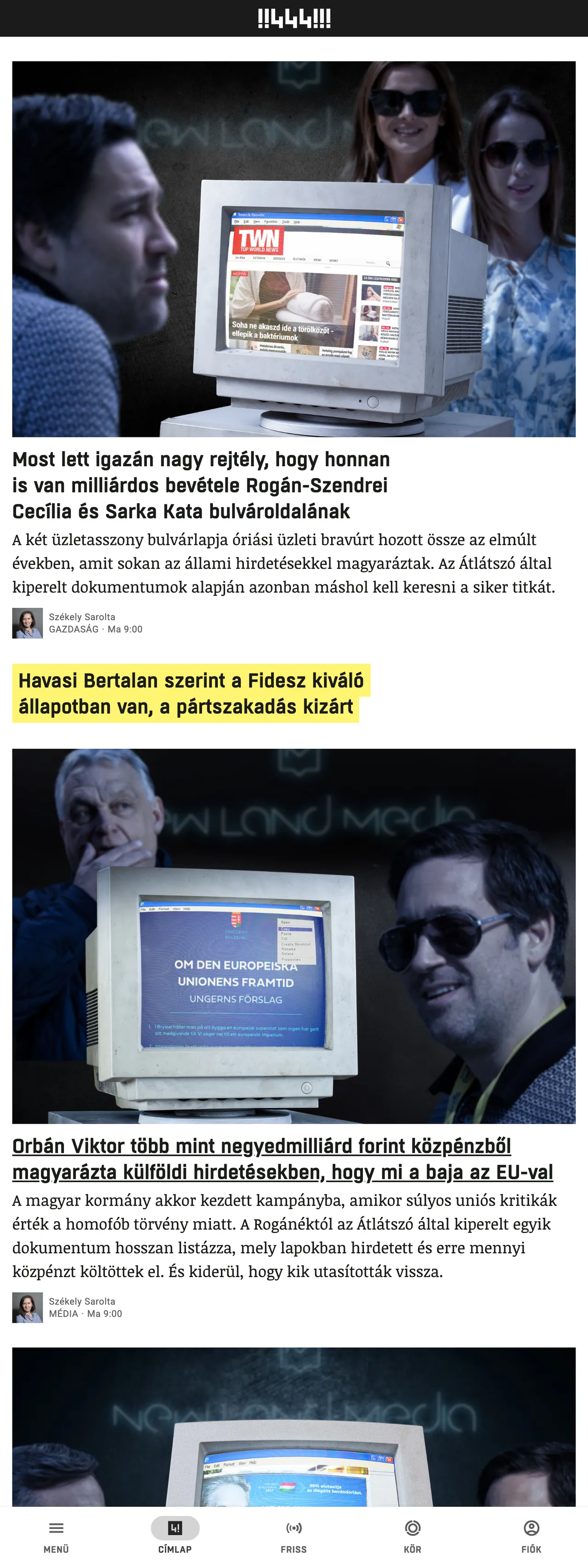 Screenshot of the 444 front page