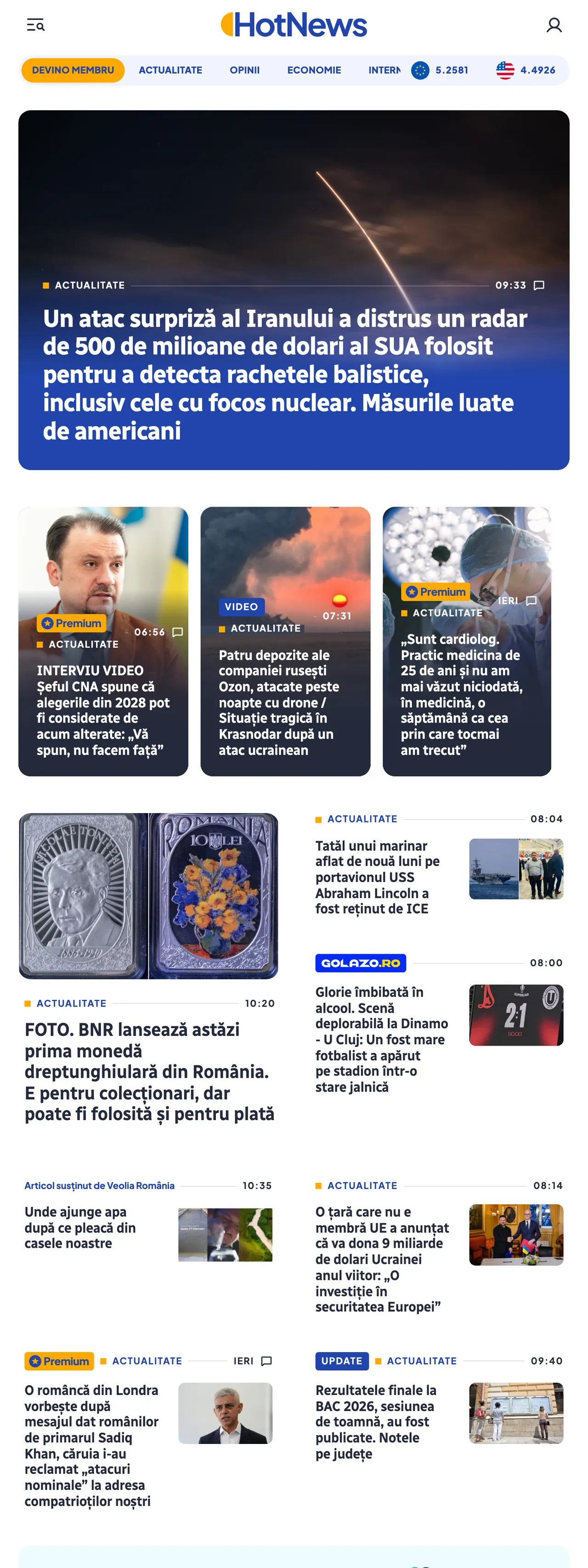 Screenshot of the HotNews.ro front page
