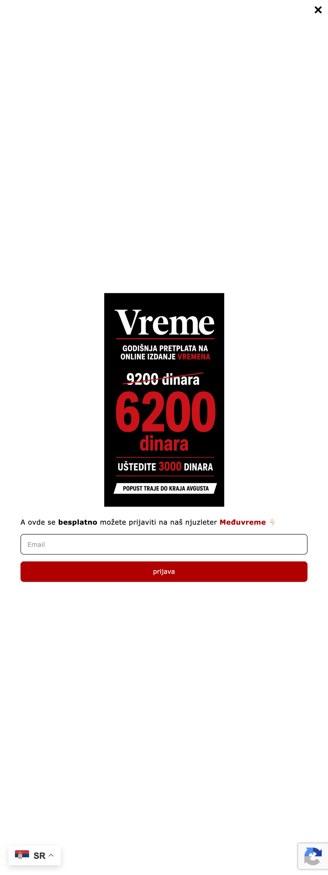Screenshot of the Vreme front page