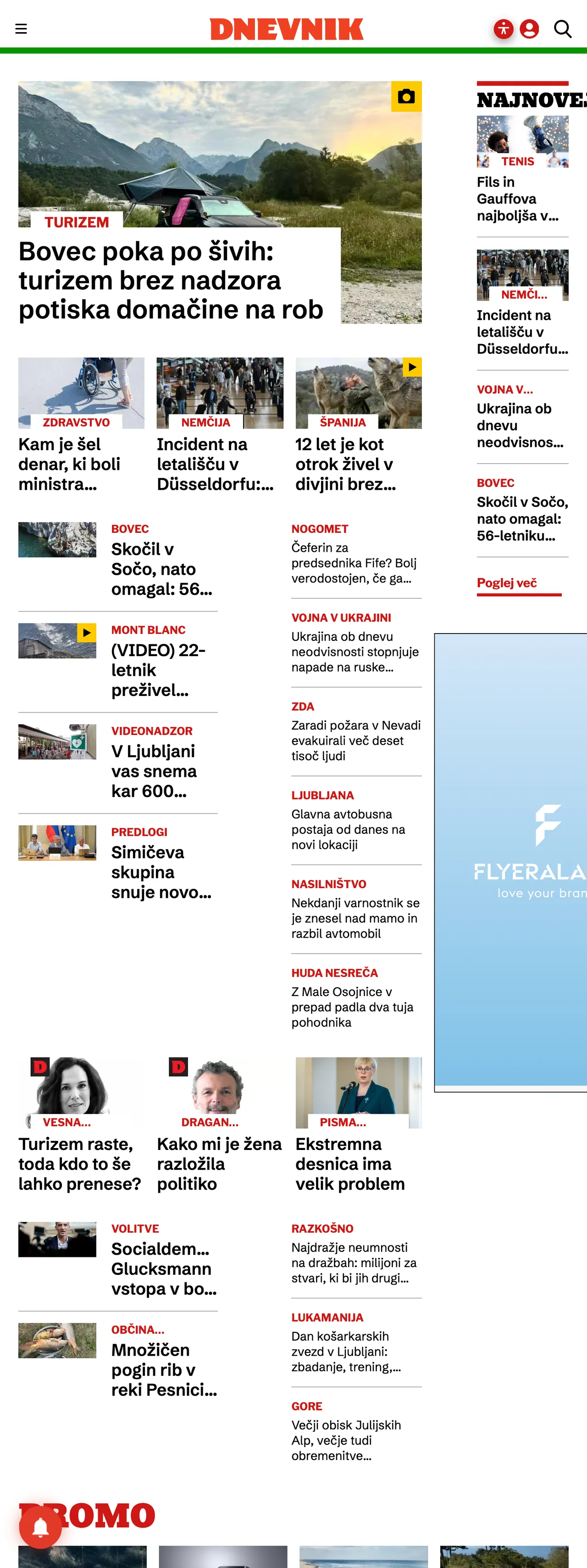 Screenshot of the Dnevnik front page