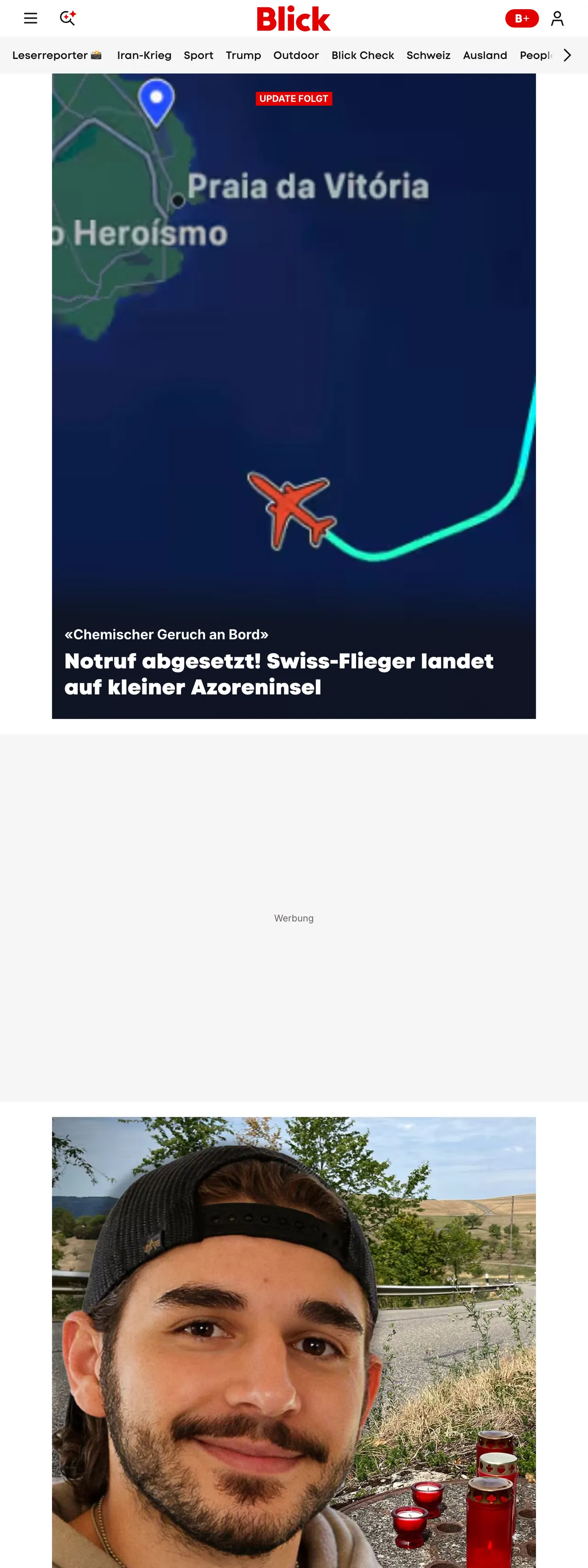 Screenshot of the Blick front page