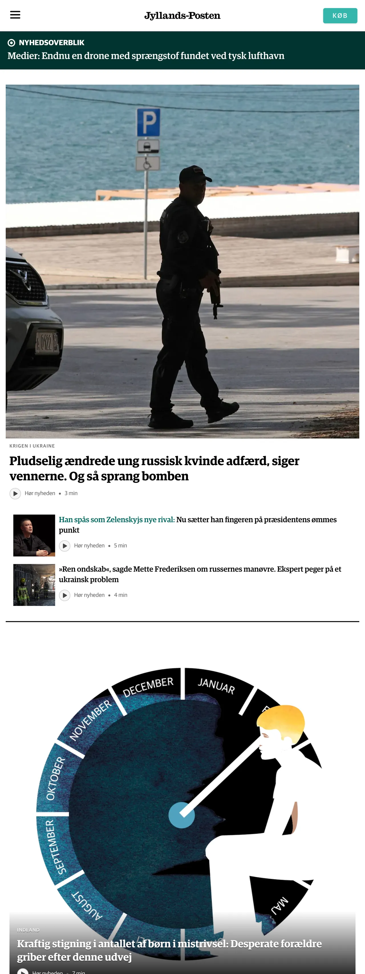 Screenshot of the Jyllands-Posten front page